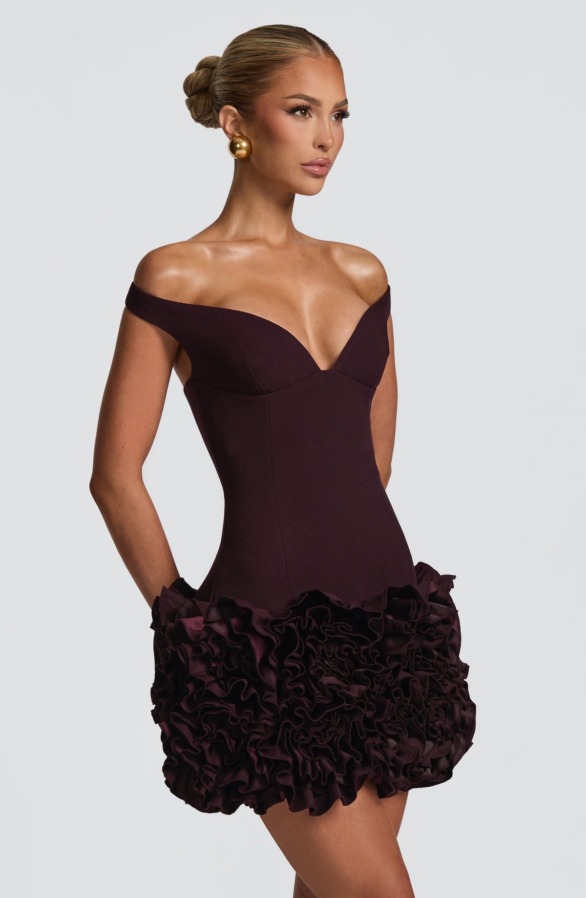Adette Mini Dress in Plum