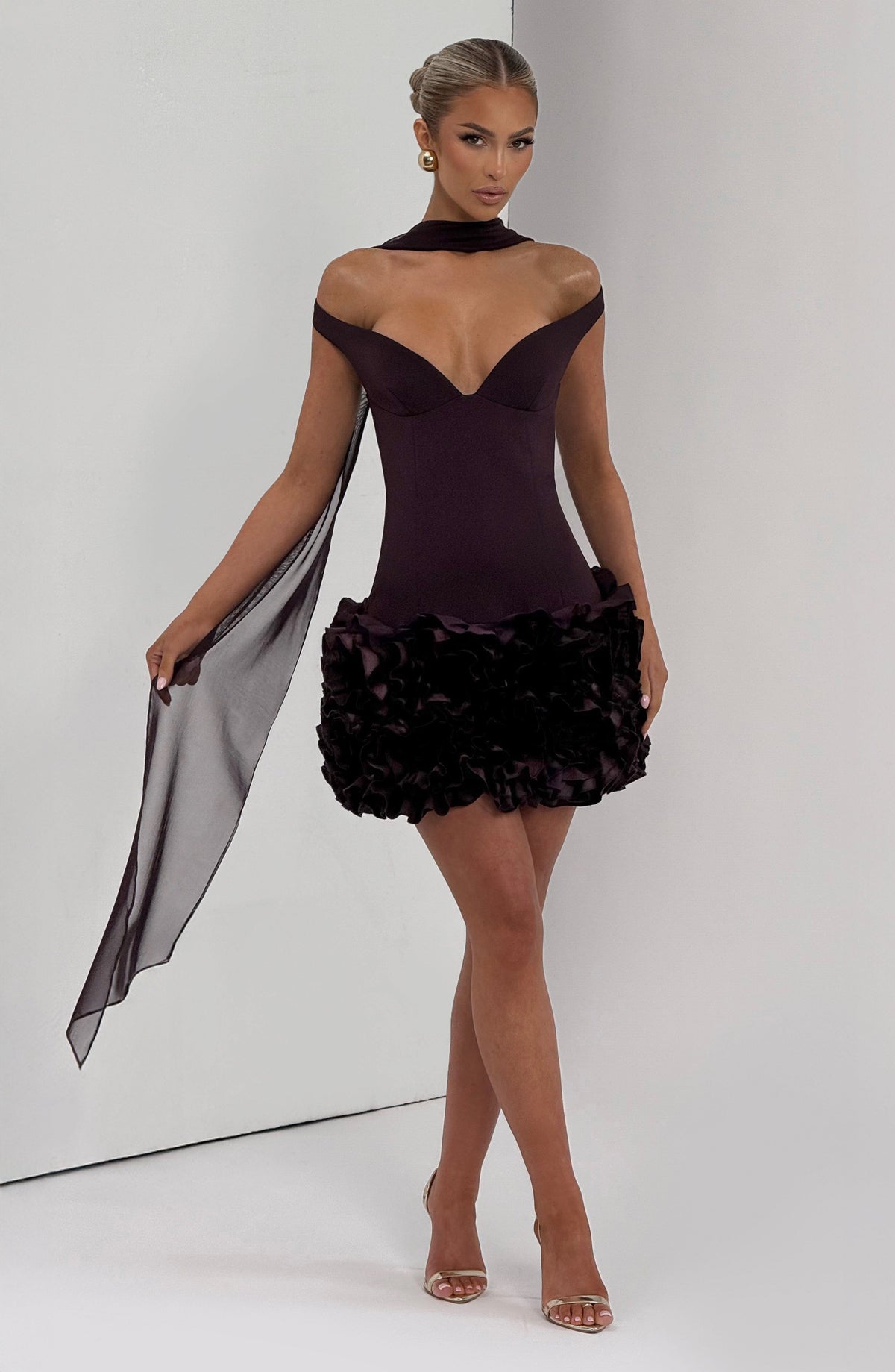 Adette Mini Dress in Plum