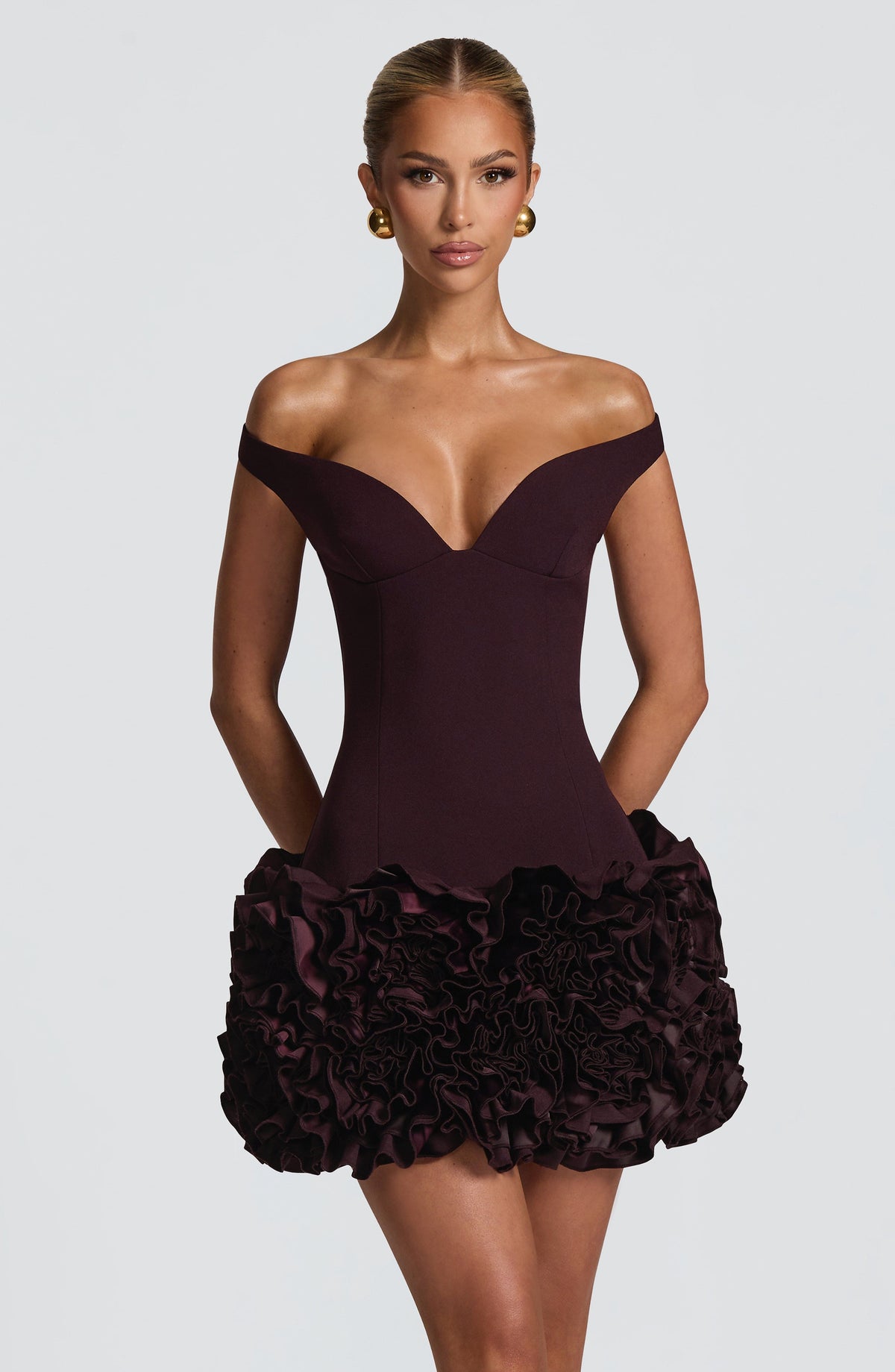 Adette Mini Dress in Plum