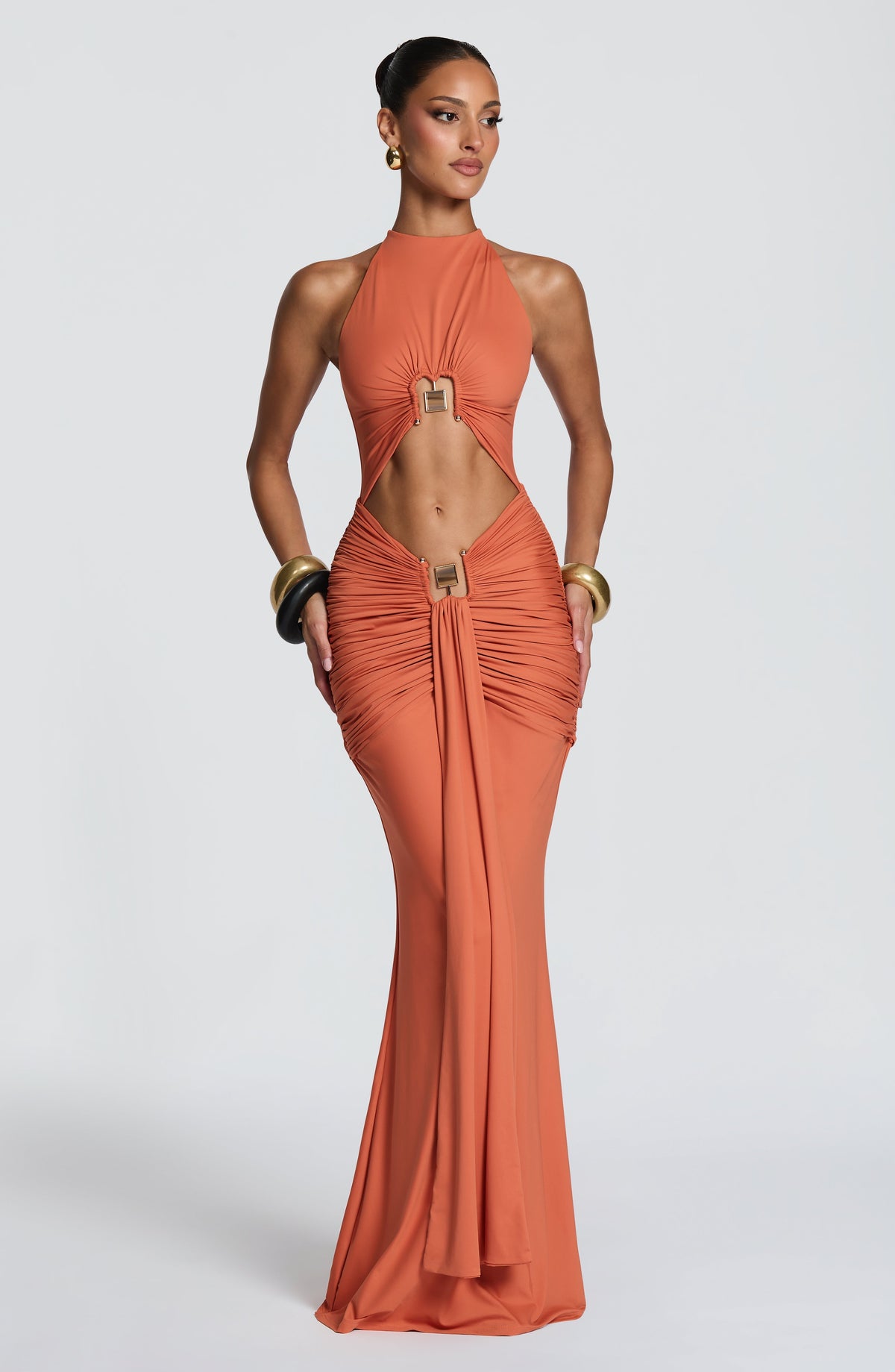 Aeshana Maxi Dress in Burnt Orange