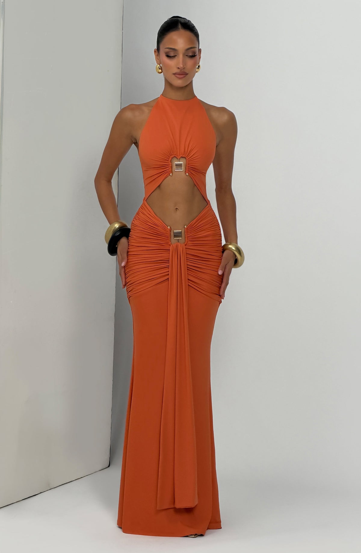 Aeshana Maxi Dress in Burnt Orange