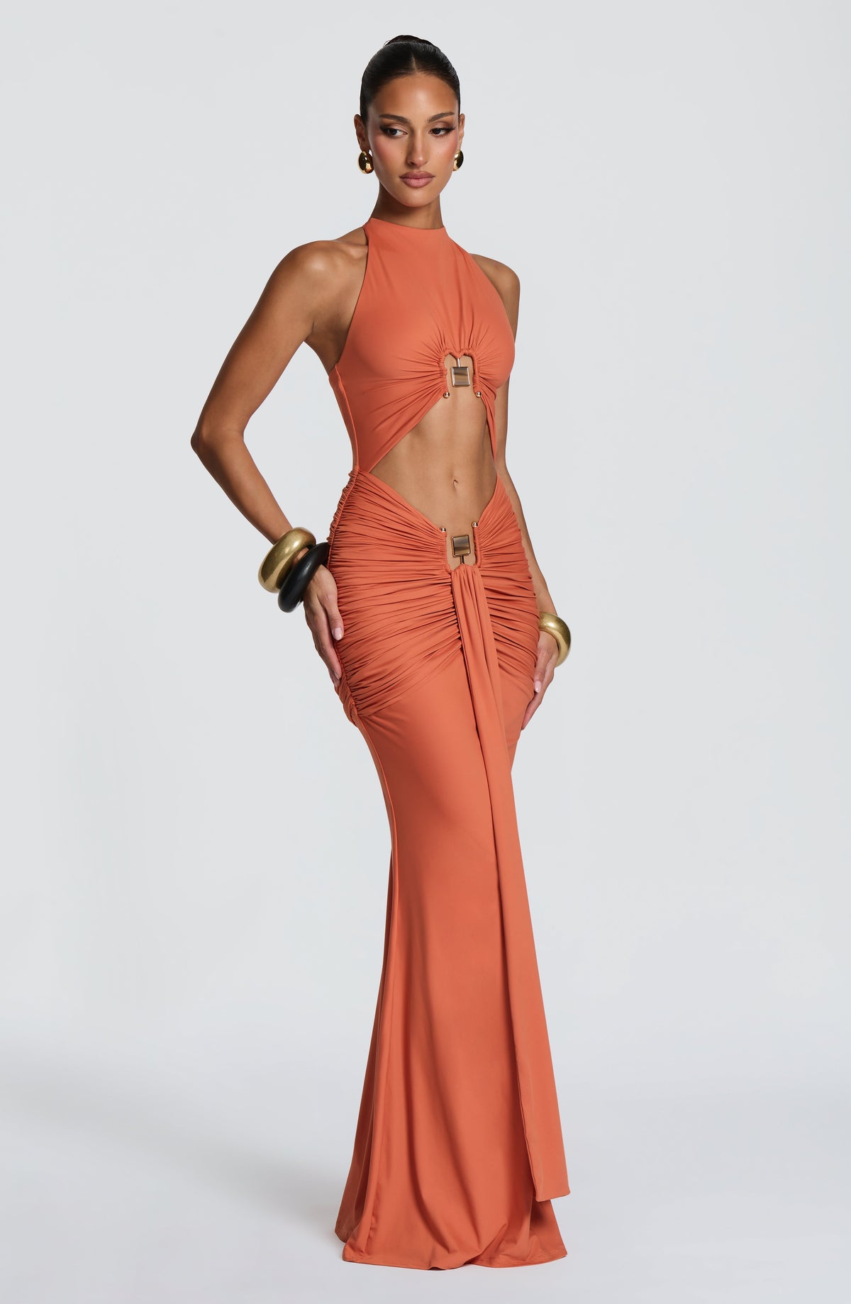 Aeshana Maxi Dress in Burnt Orange