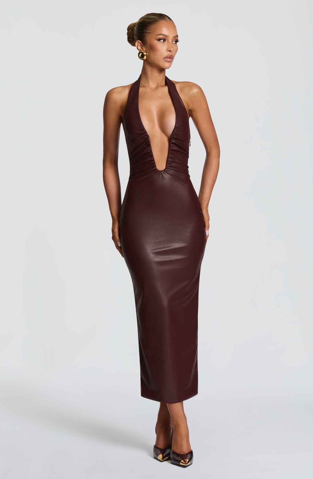 Ainslie Midi Dress in Burgundy