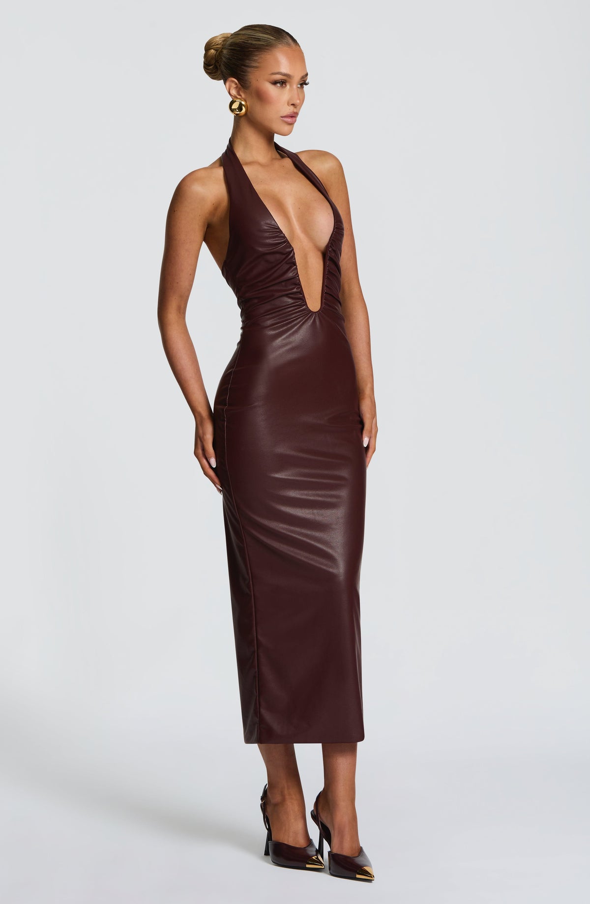 Ainslie Midi Dress in Burgundy