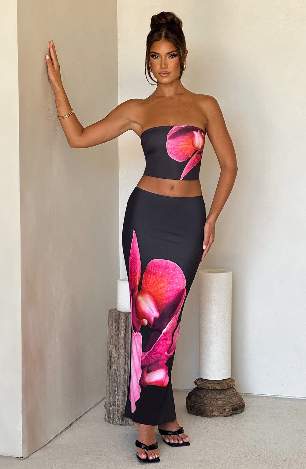 Alaris Maxi Skirt in Black Floral Print