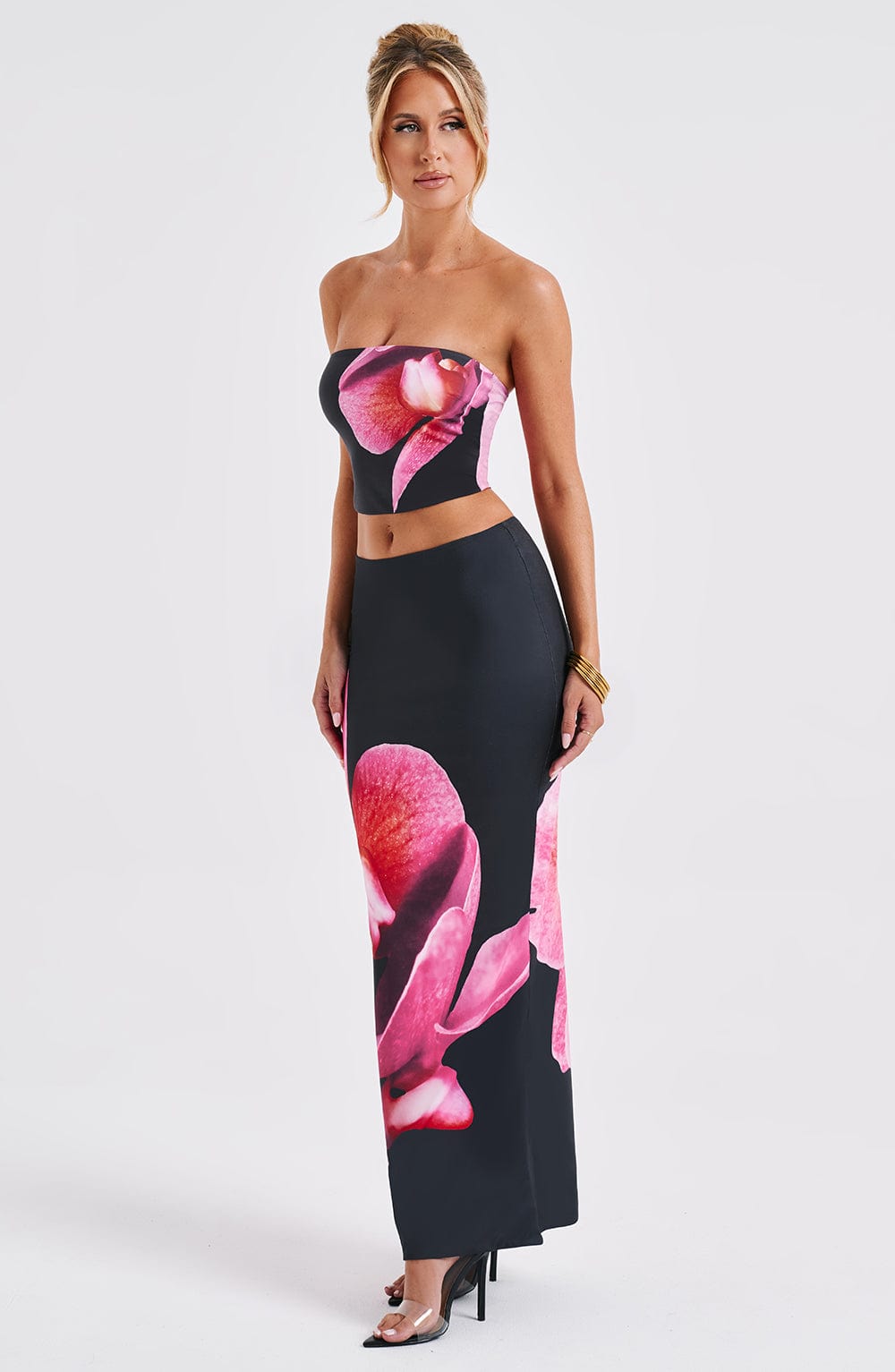 Alaris Maxi Skirt in Black Floral Print