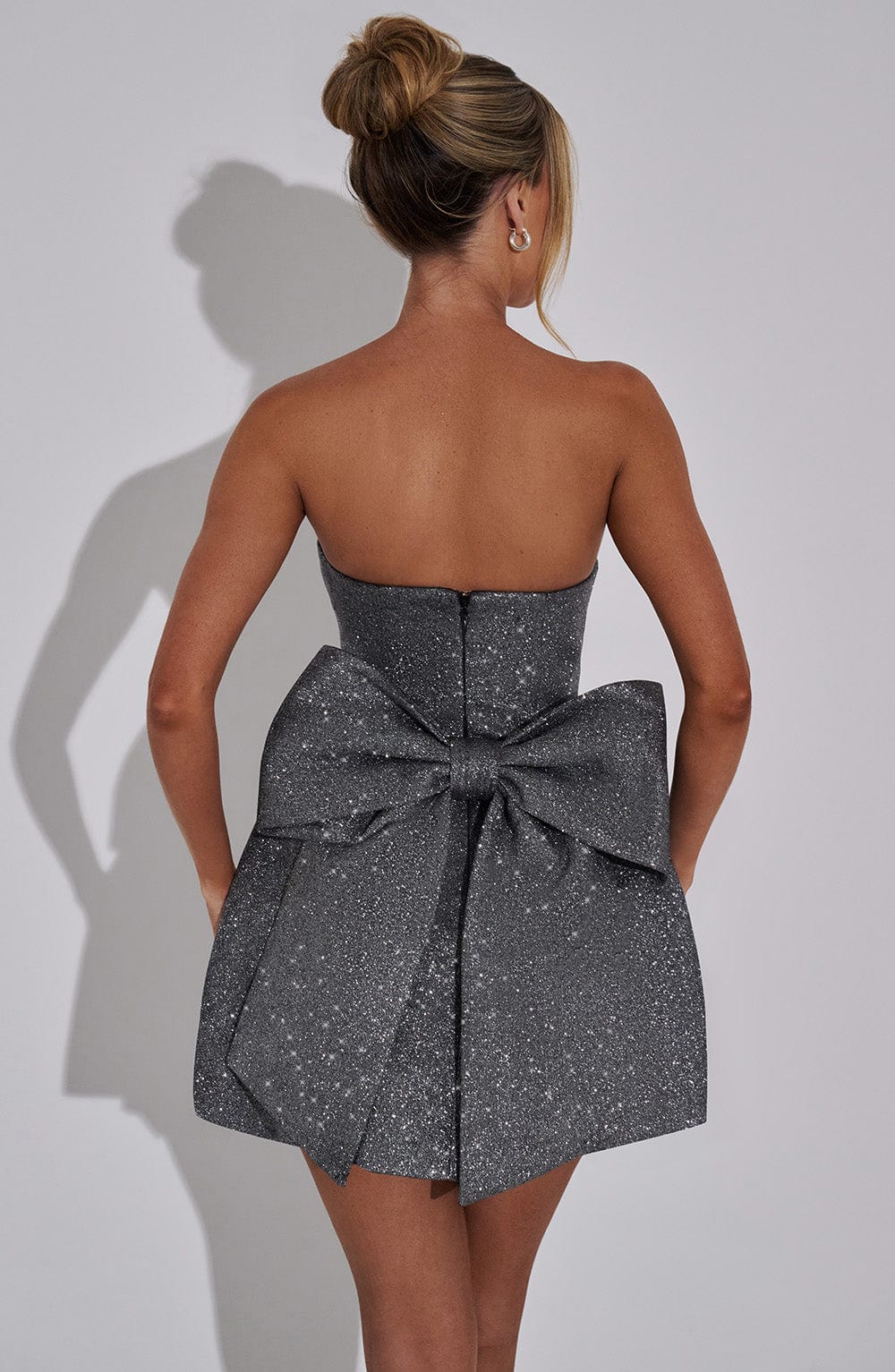 Alicia Mini Dress in Grey Sparkle