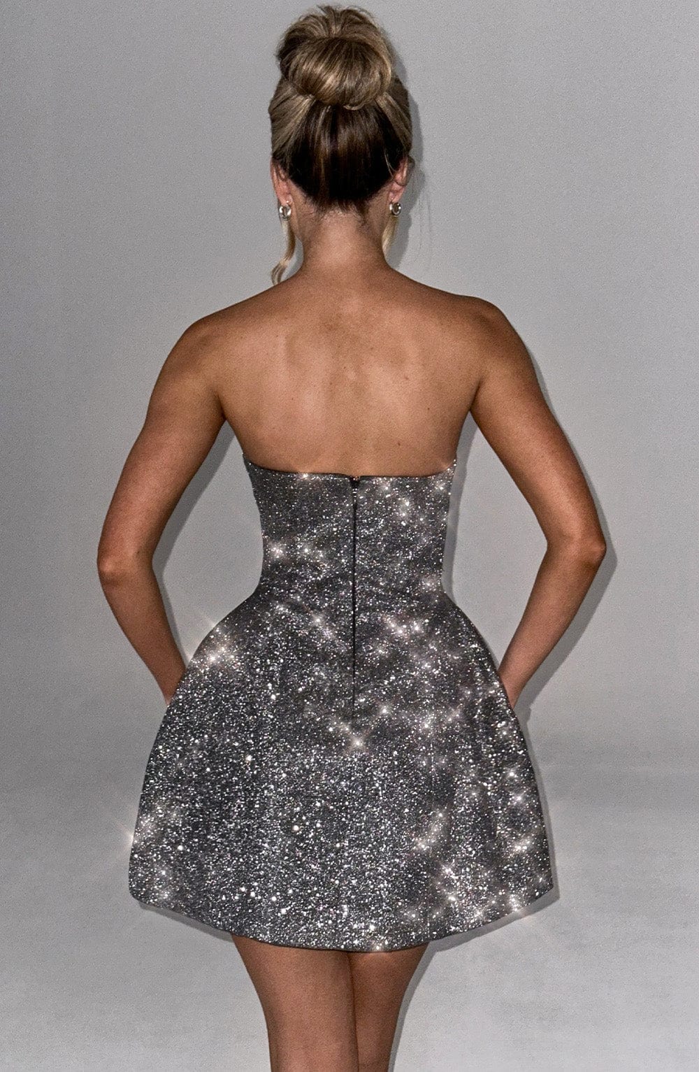 Alicia Mini Dress in Grey Sparkle