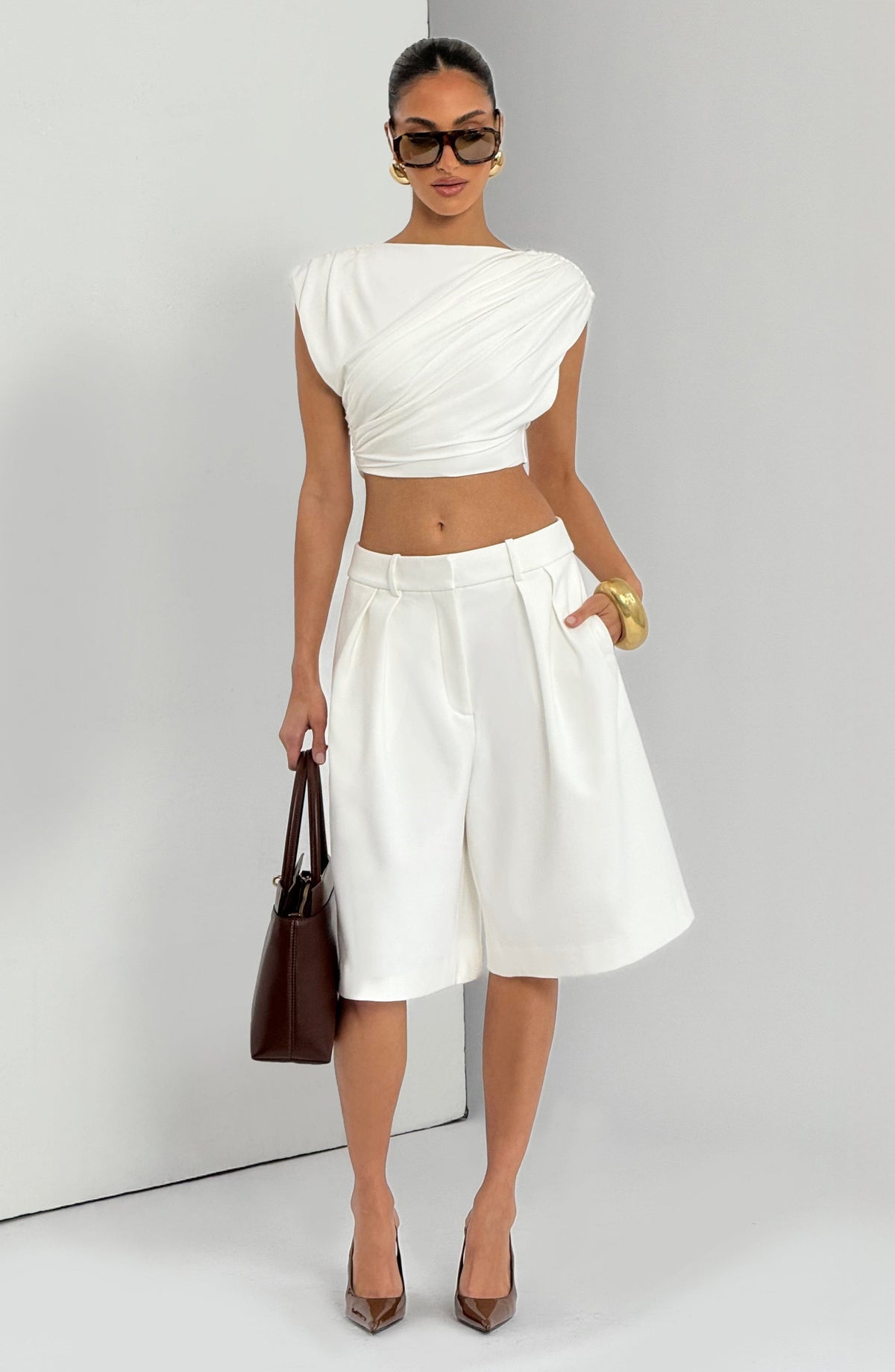 Amarah Bermuda Shorts in Ivory