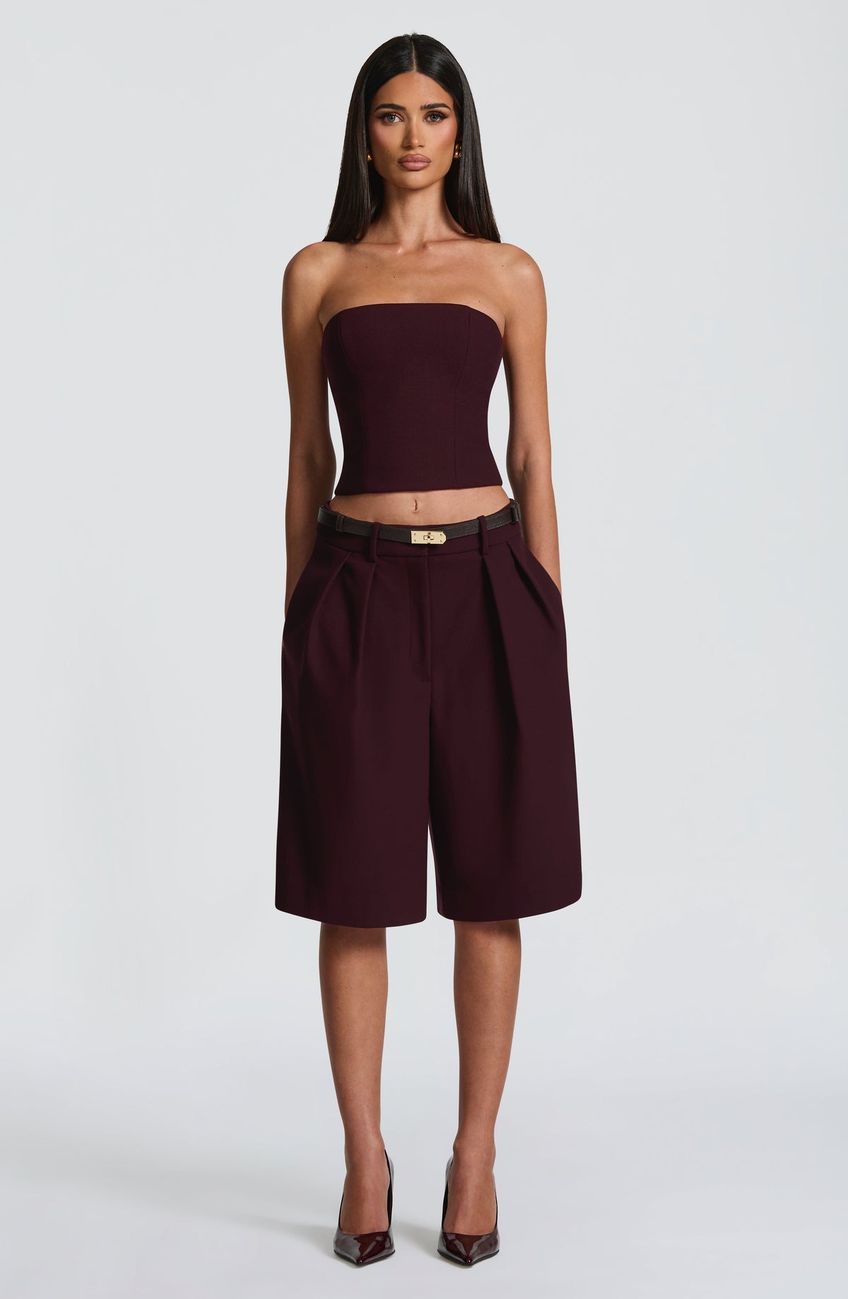 Amarah Bermuda Shorts in Plum