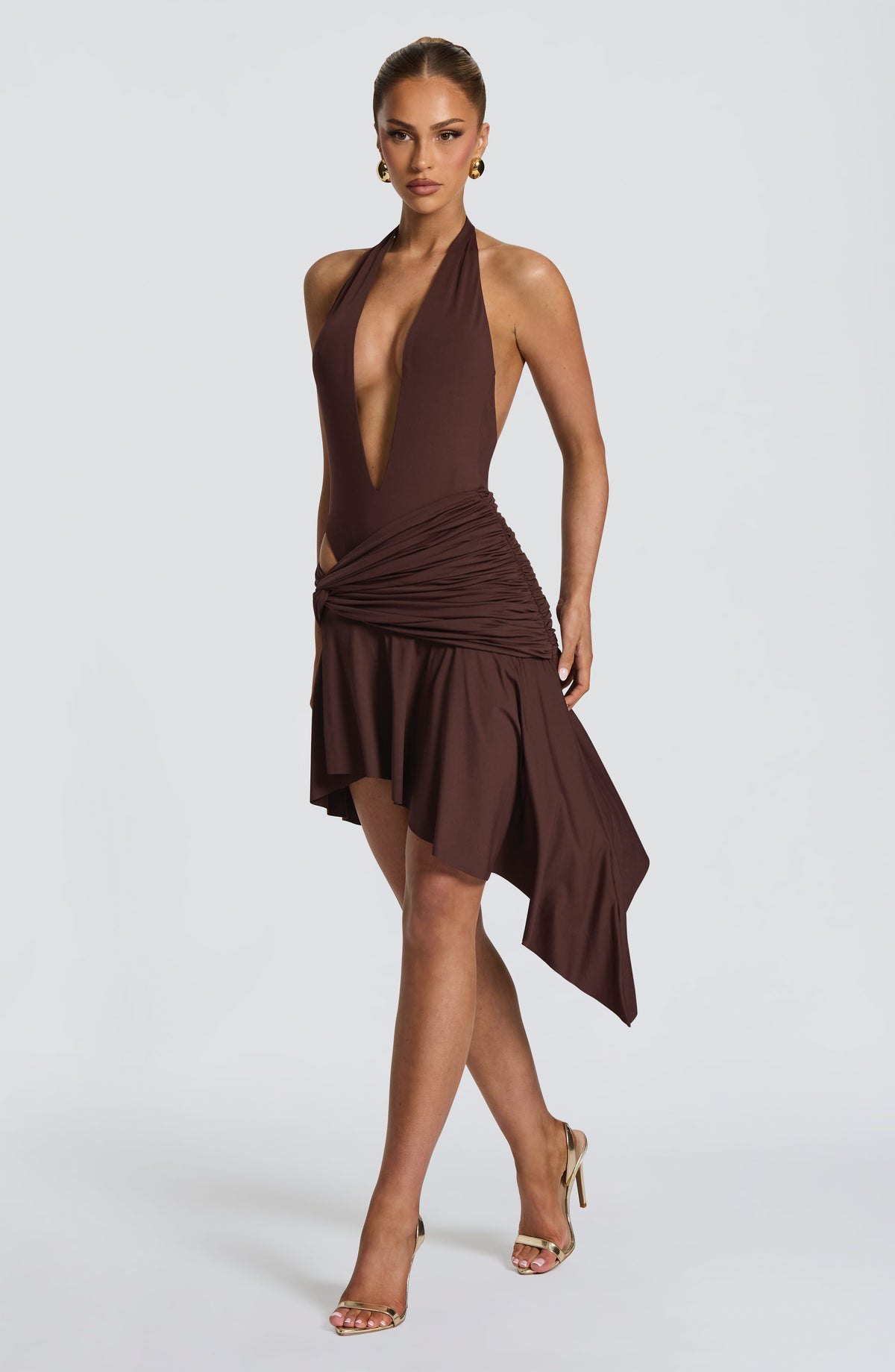 Amaro Mini Skirt in Plum Brown