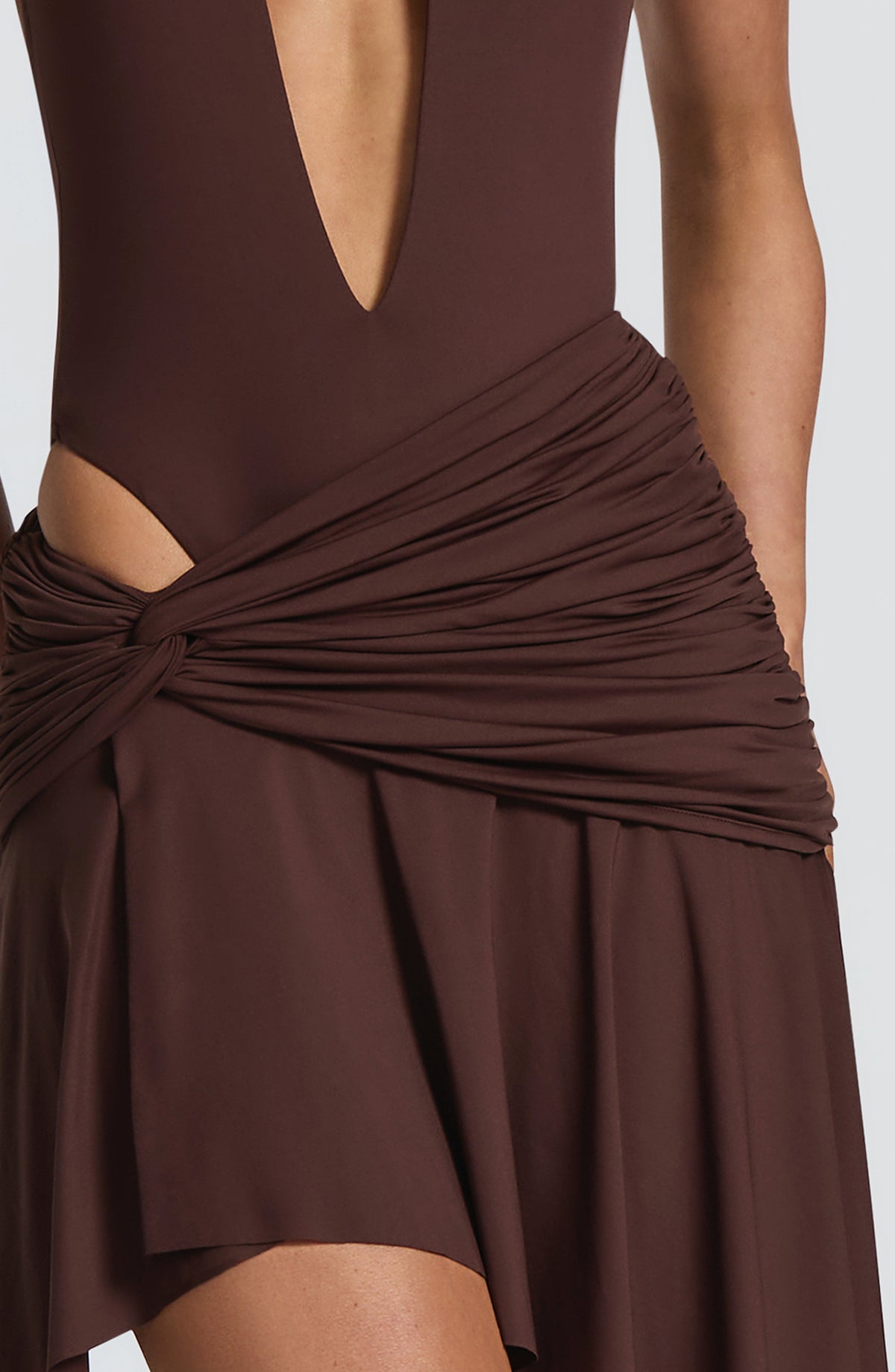 Amaro Mini Skirt in Plum Brown
