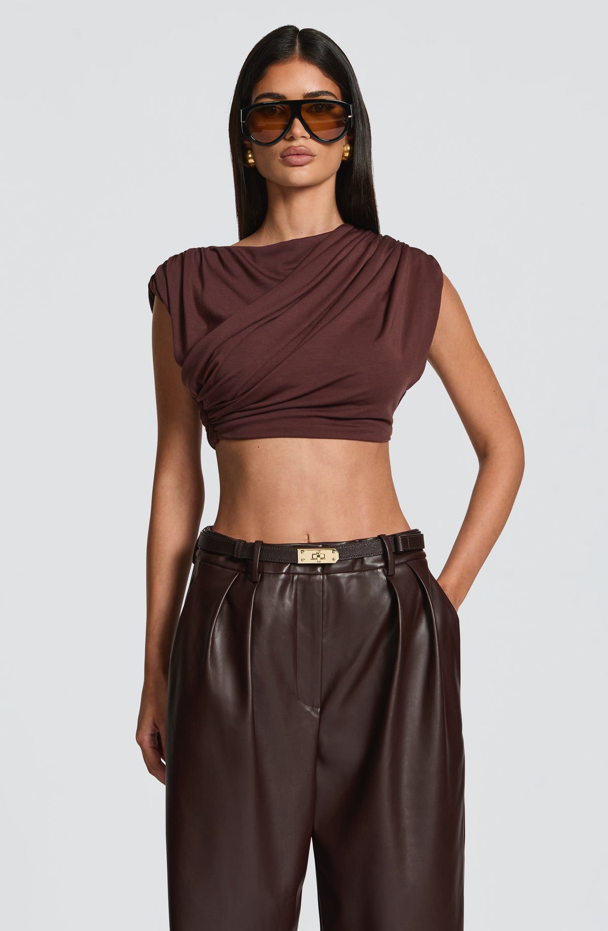 Amora Top in Plum Brown