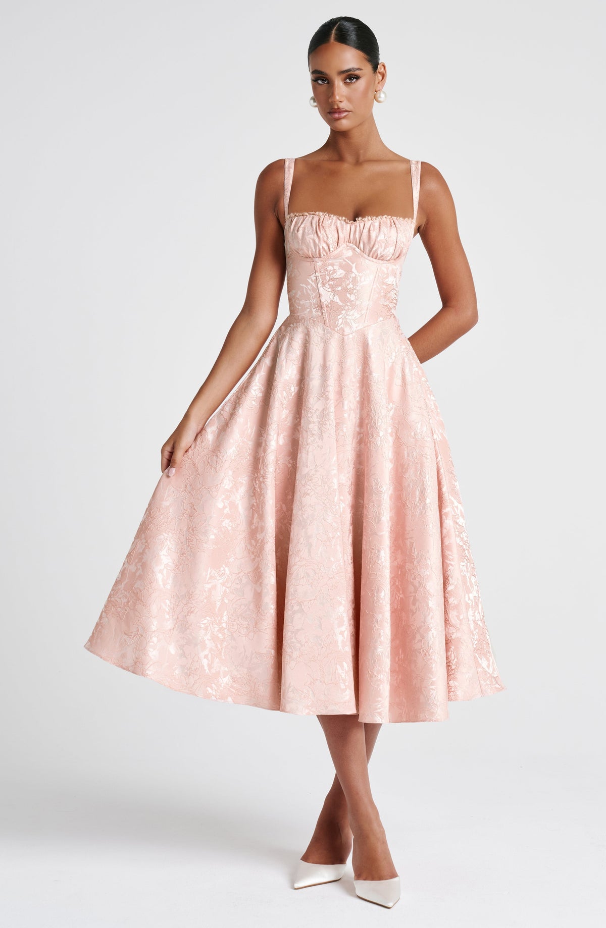 Amorae Midi Dress in Soft Peach