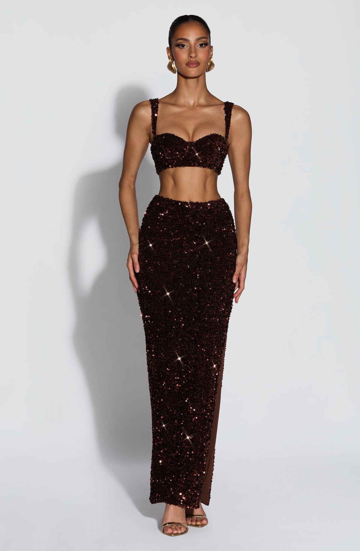 Anayah Maxi Skirt in Plum Brown