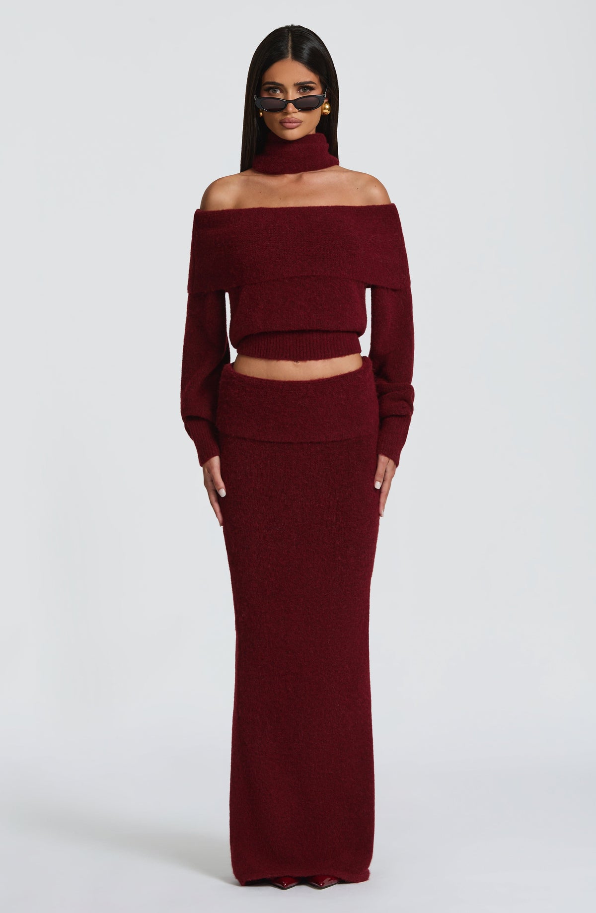 Andra Maxi Skirt in Burgundy