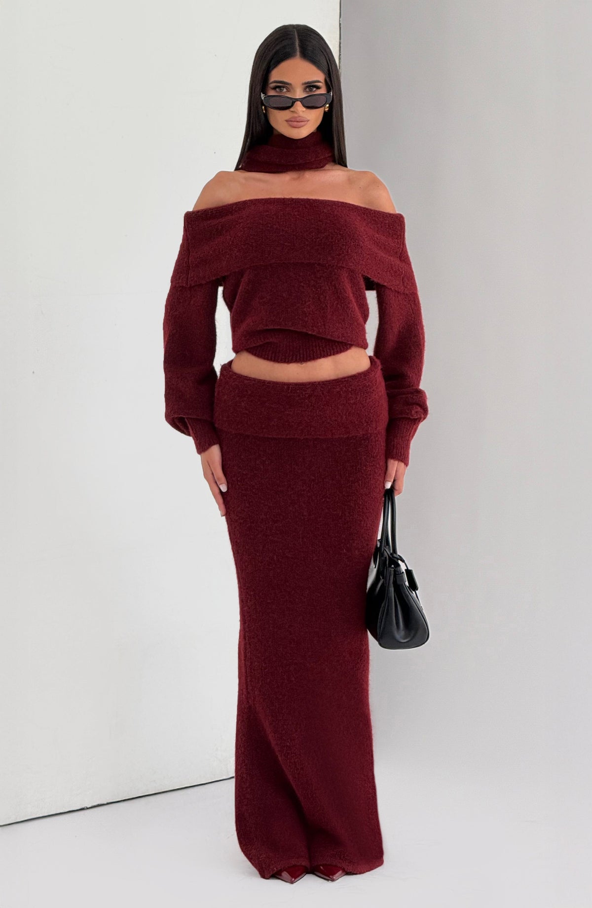 Andra Maxi Skirt in Burgundy