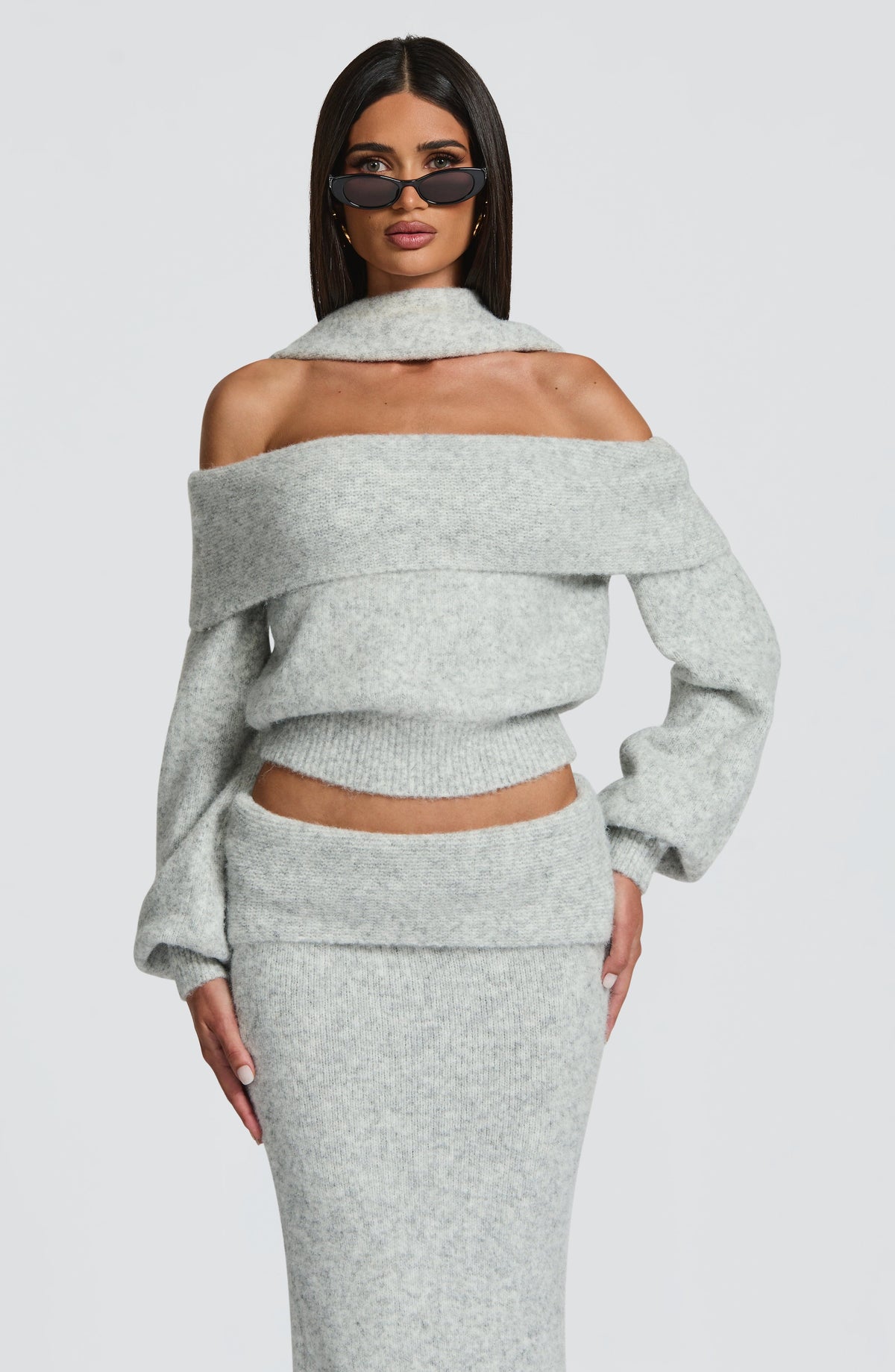 Andra Top in Light Grey Marl
