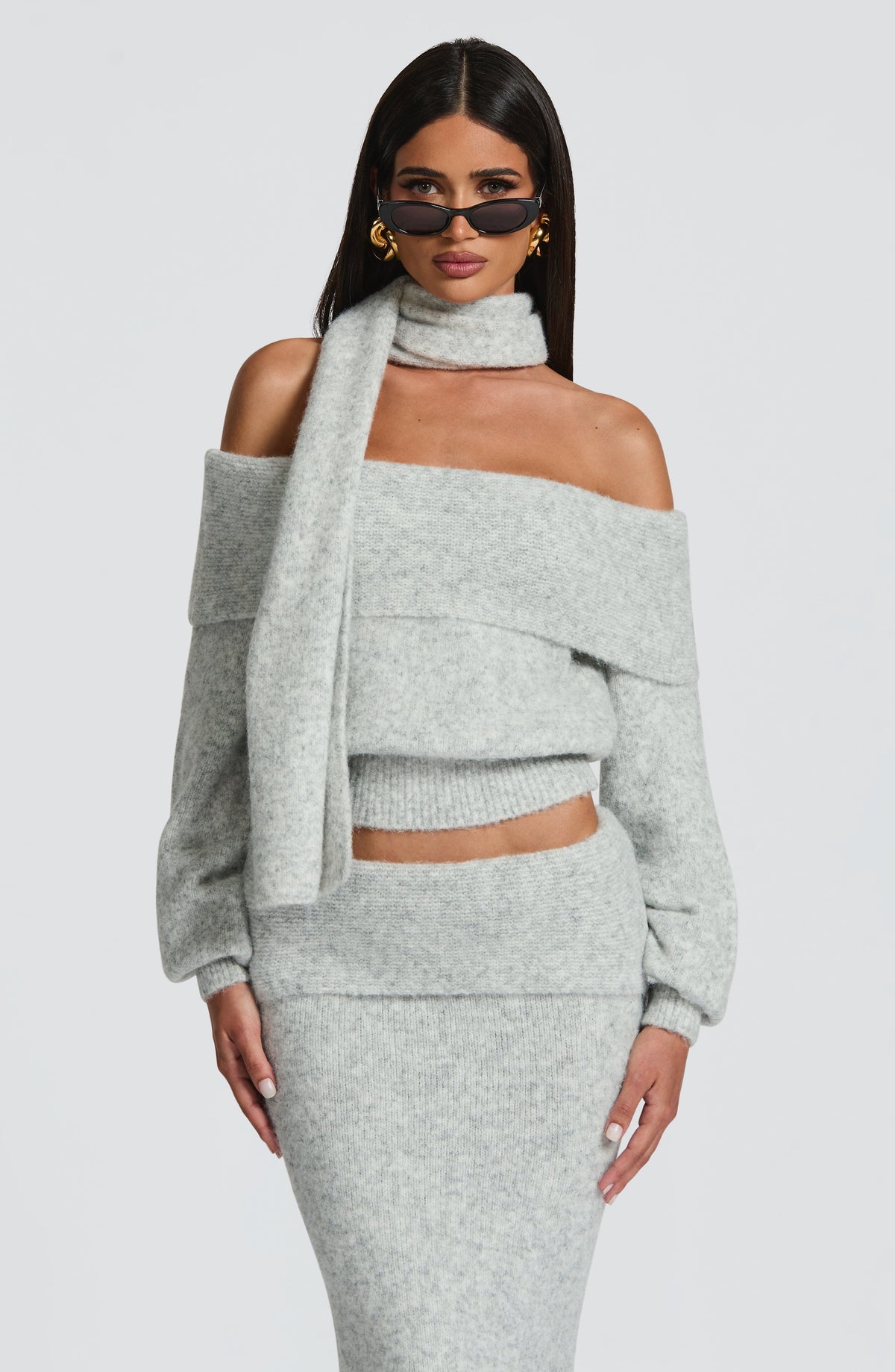 Andra Top in Light Grey Marl
