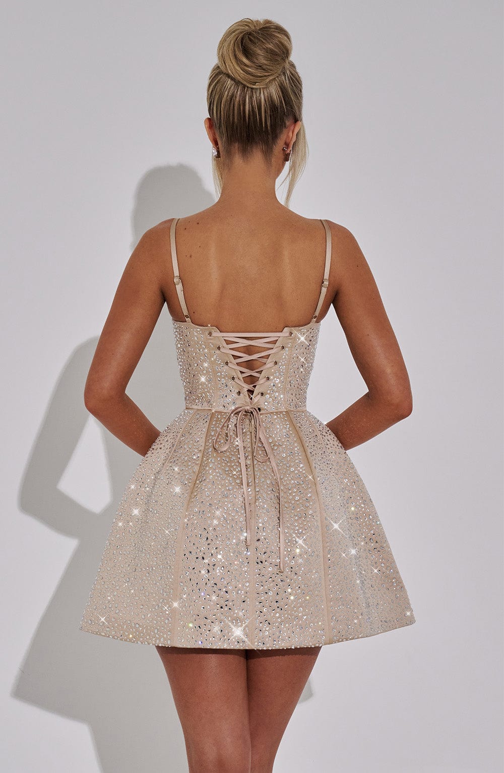 Angeline Mini Dress in Champagne