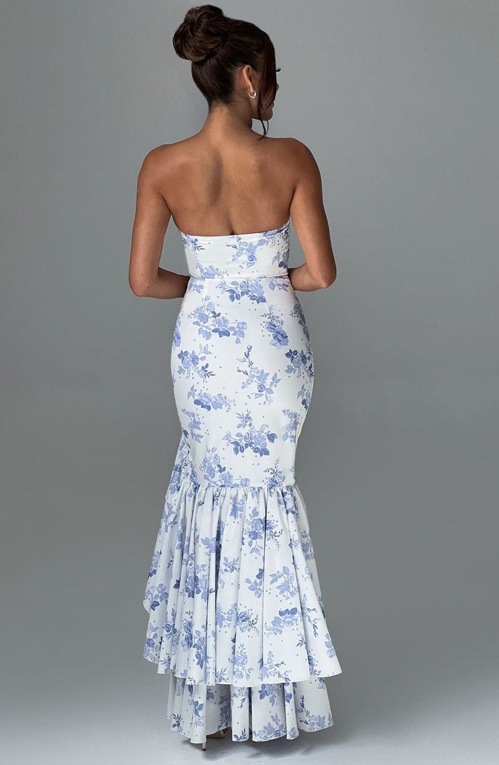 Angelique Maxi Dress in Blue Floral Print