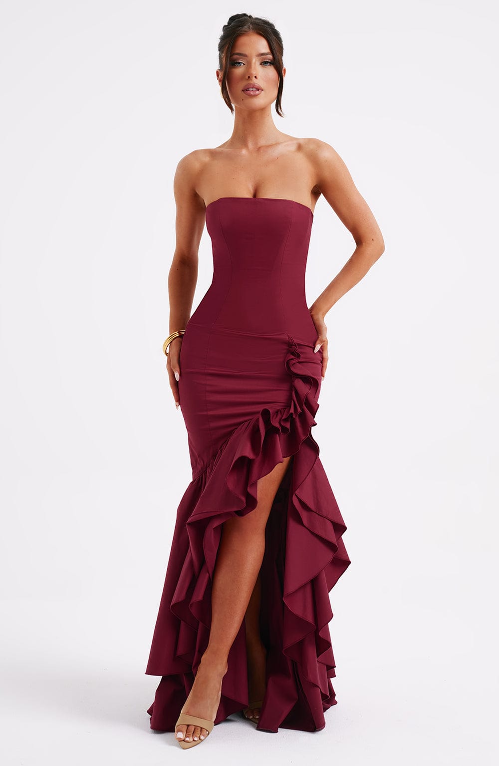Angelique Maxi Dress in Burgundy