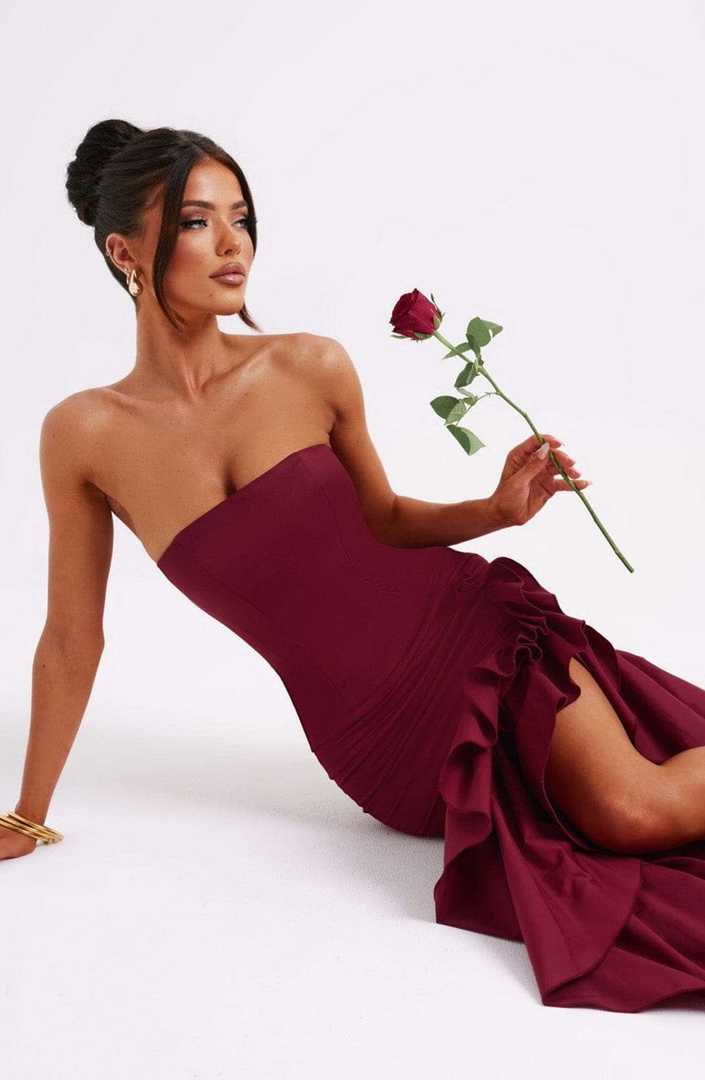 Angelique Maxi Dress in Burgundy