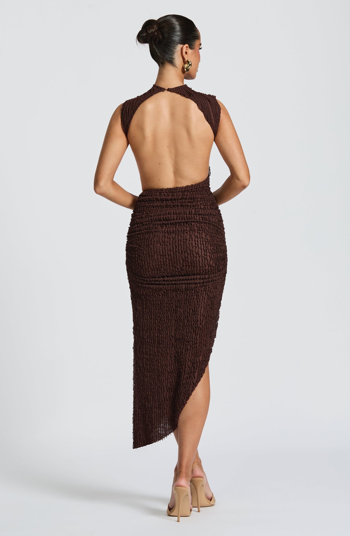 Aphaia Midi Dress in Plum Brown