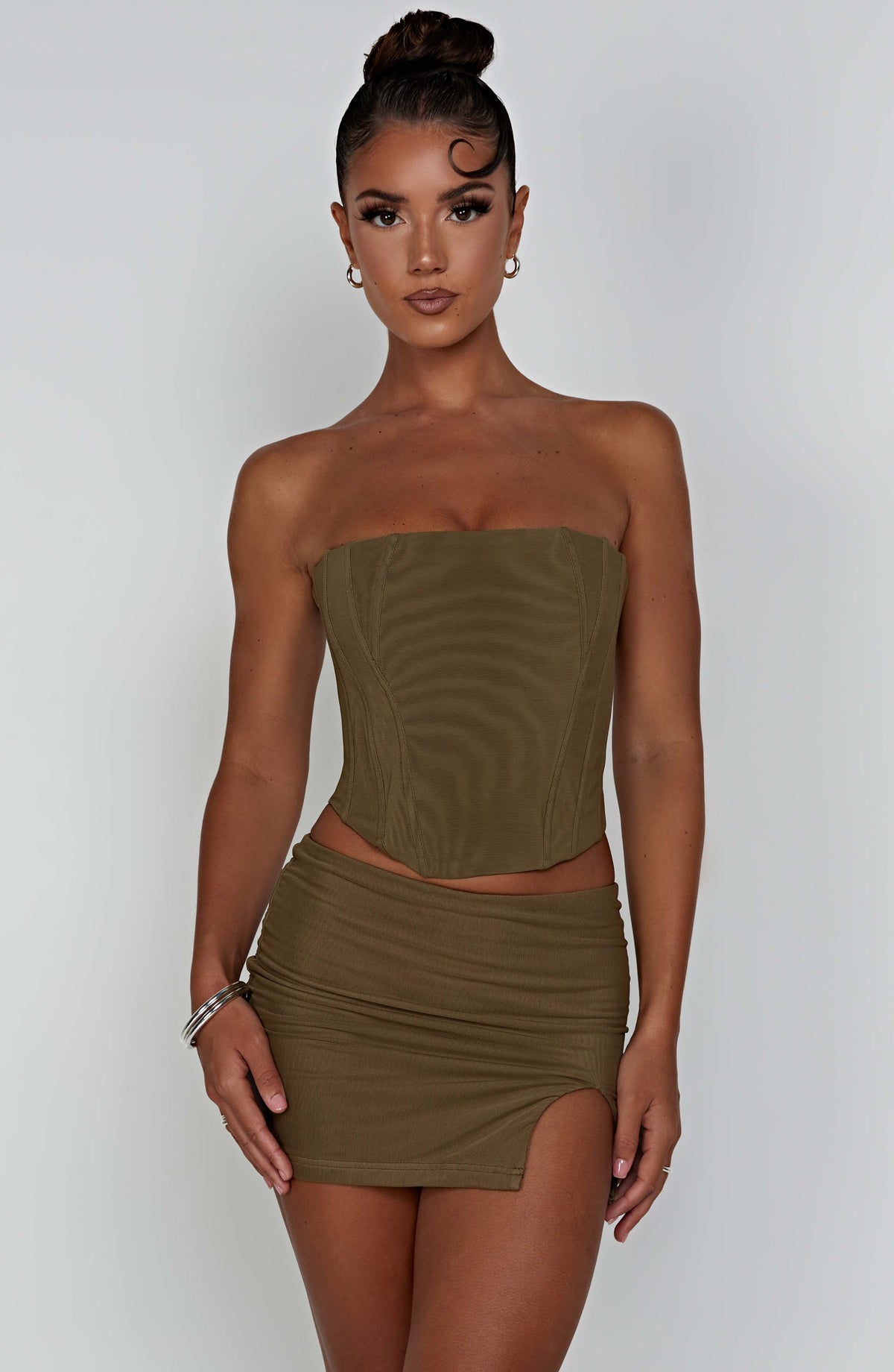 Aria Mini Skirt in Khaki