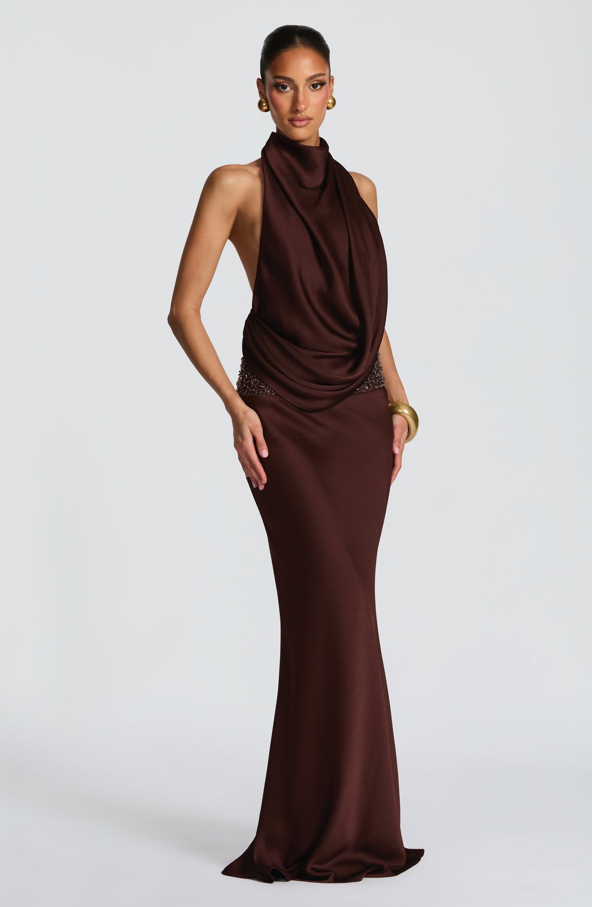 Armelle Maxi Dress in Plum Brown
