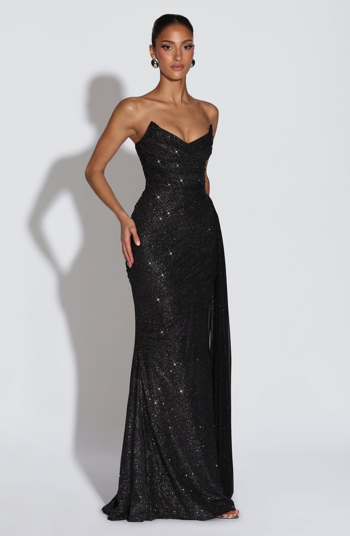 Ashira Maxi Dress in Black Sparkle