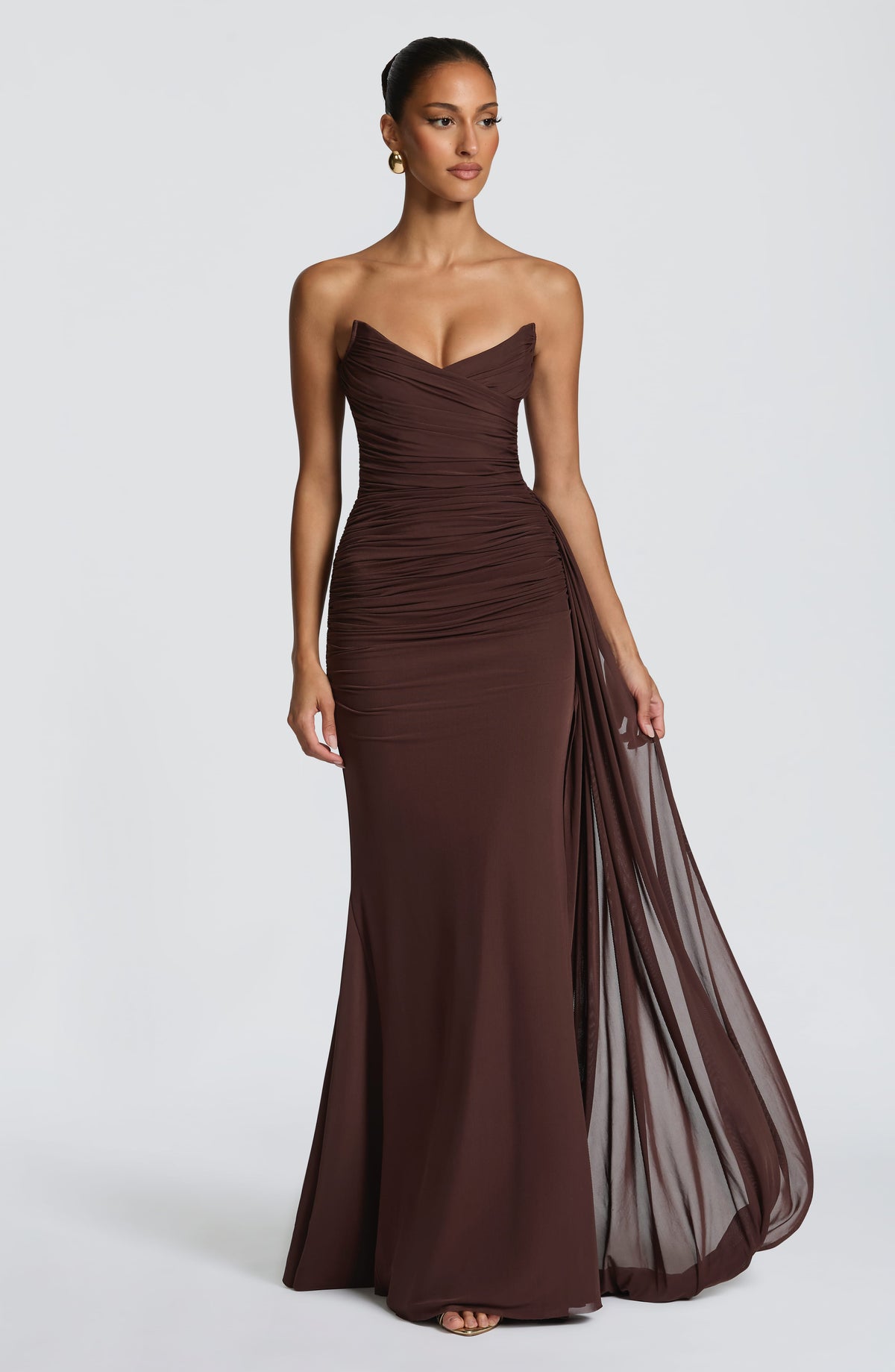 Ashira Maxi Dress in Plum Brown