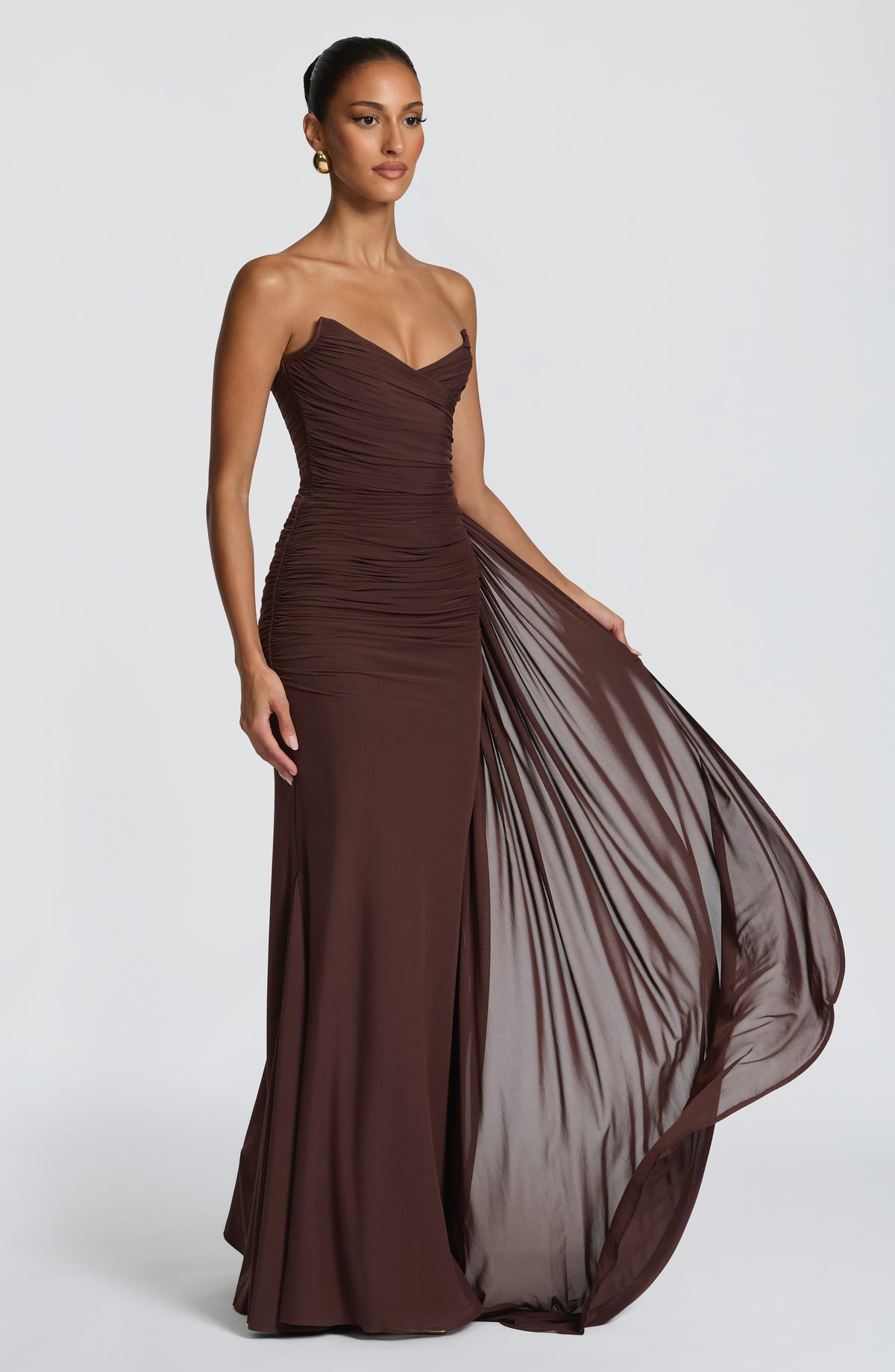 Ashira Maxi Dress in Plum Brown