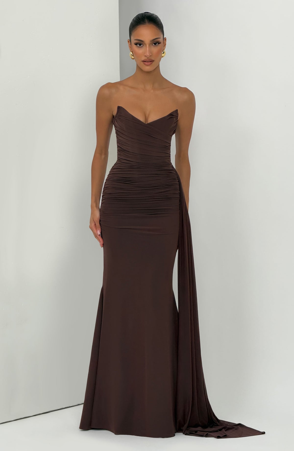 Ashira Maxi Dress in Plum Brown