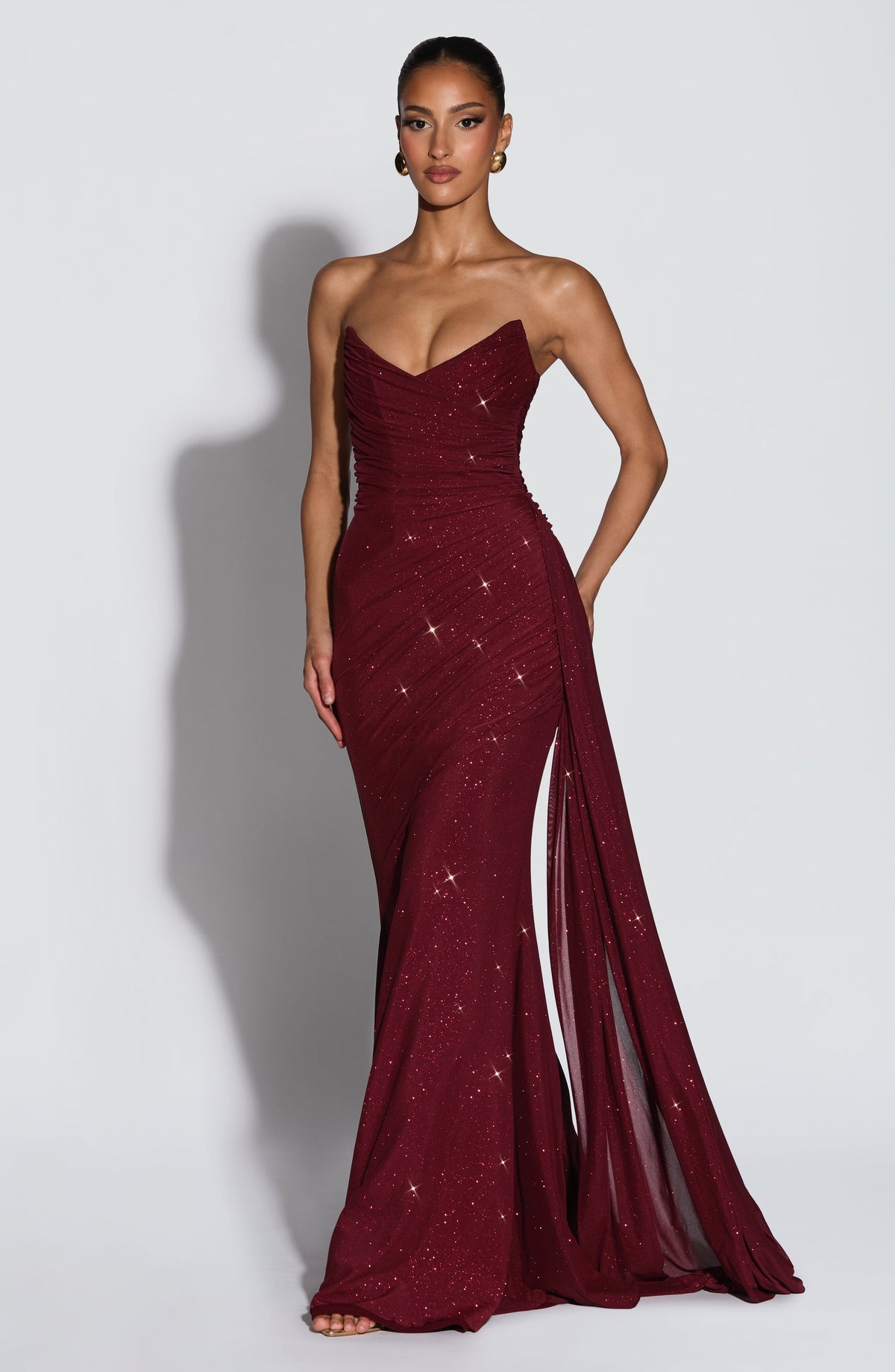 Ashira Maxi Dress in Wine Sparkle