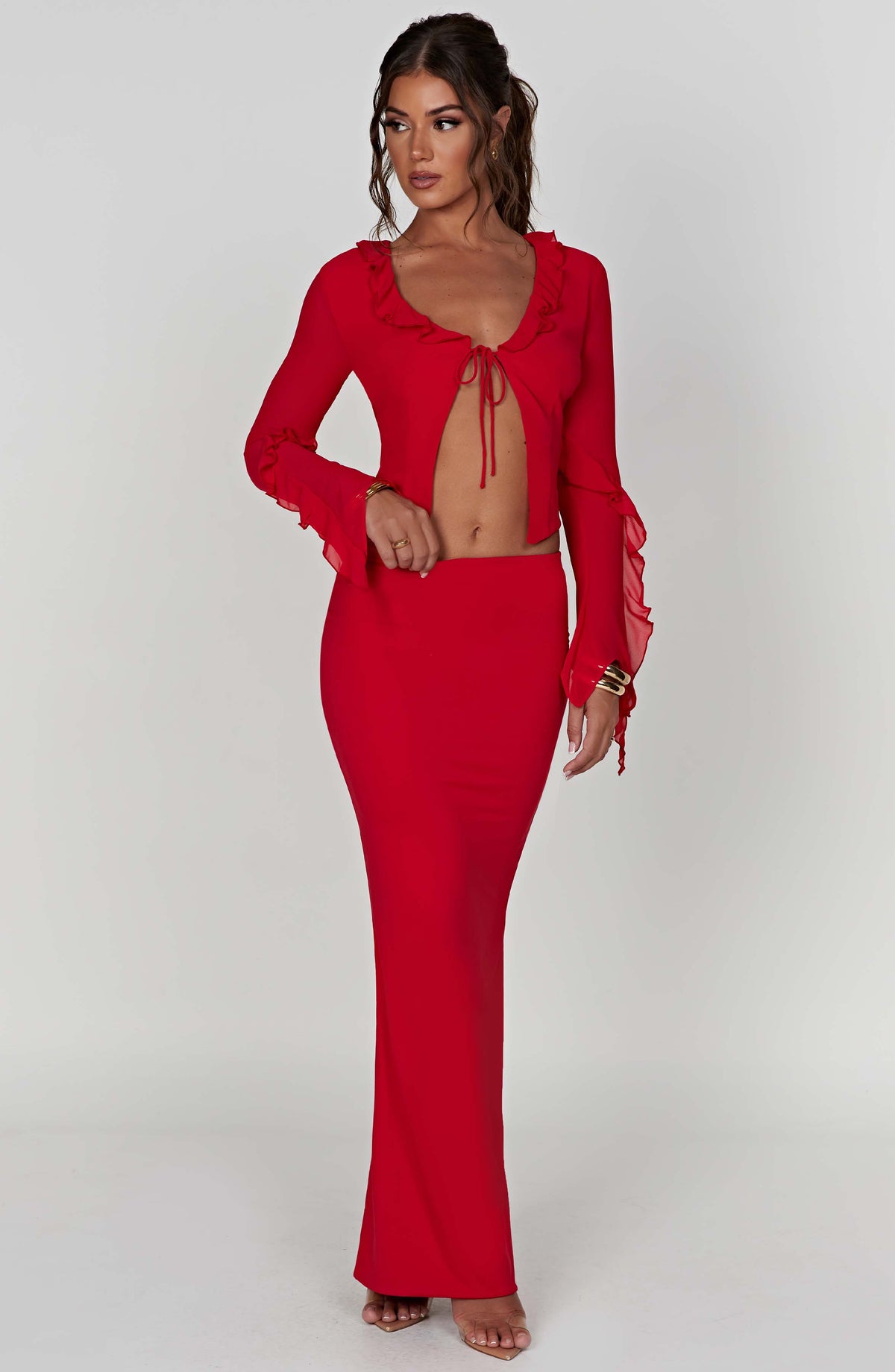 Astara Maxi Skirt in Red