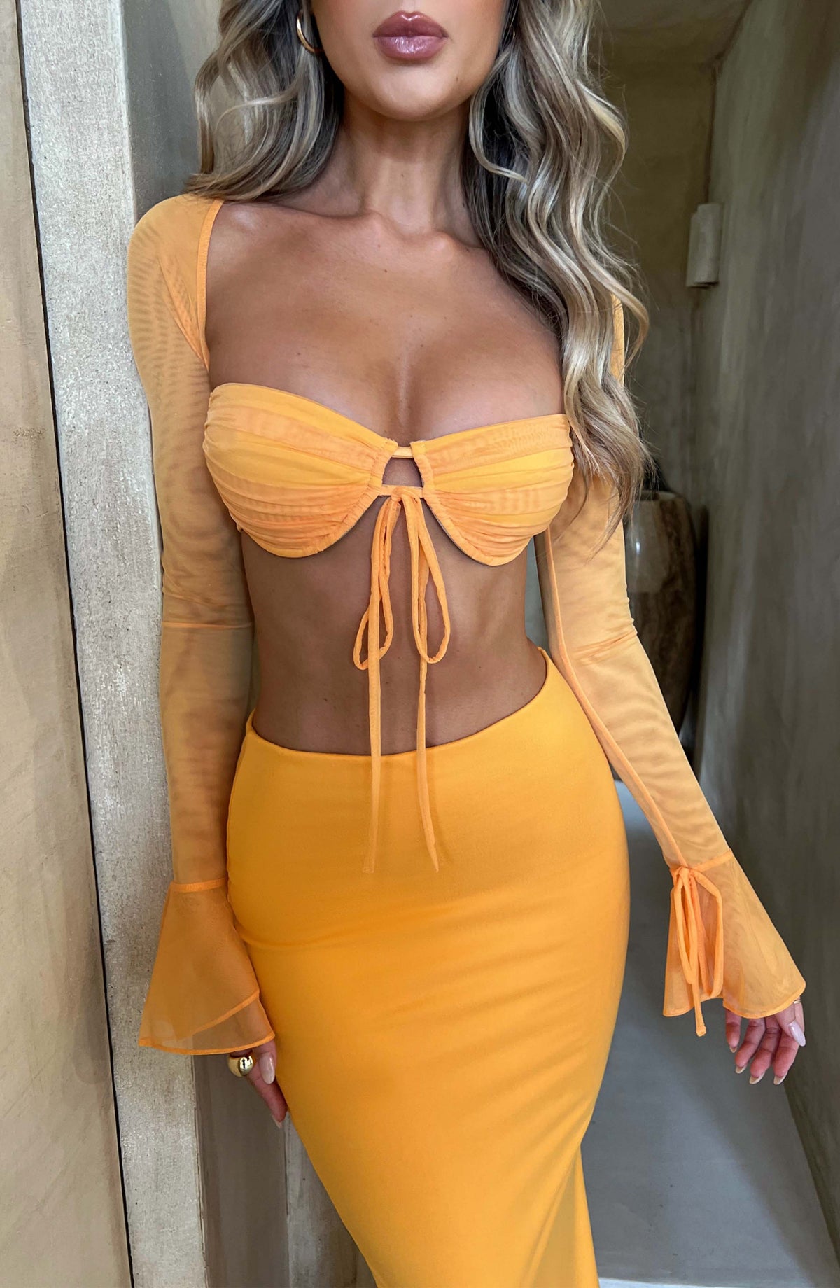 Astara Maxi Skirt in Tangerine