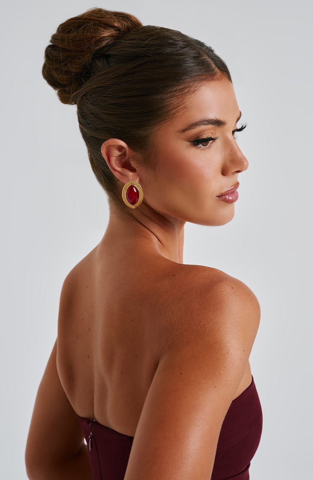 Azra Earrings in Red/Gold