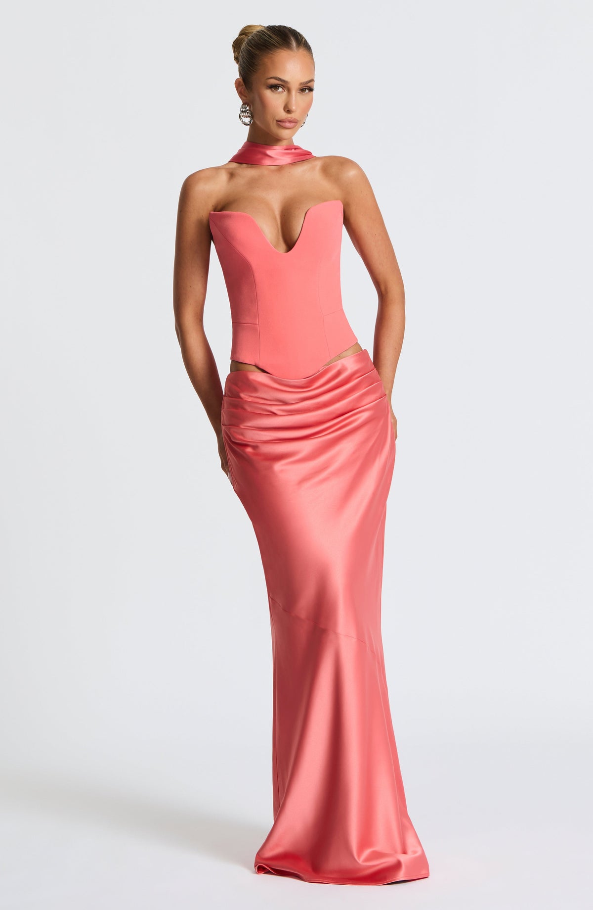 Bernadine Maxi Skirt in Coral Pink