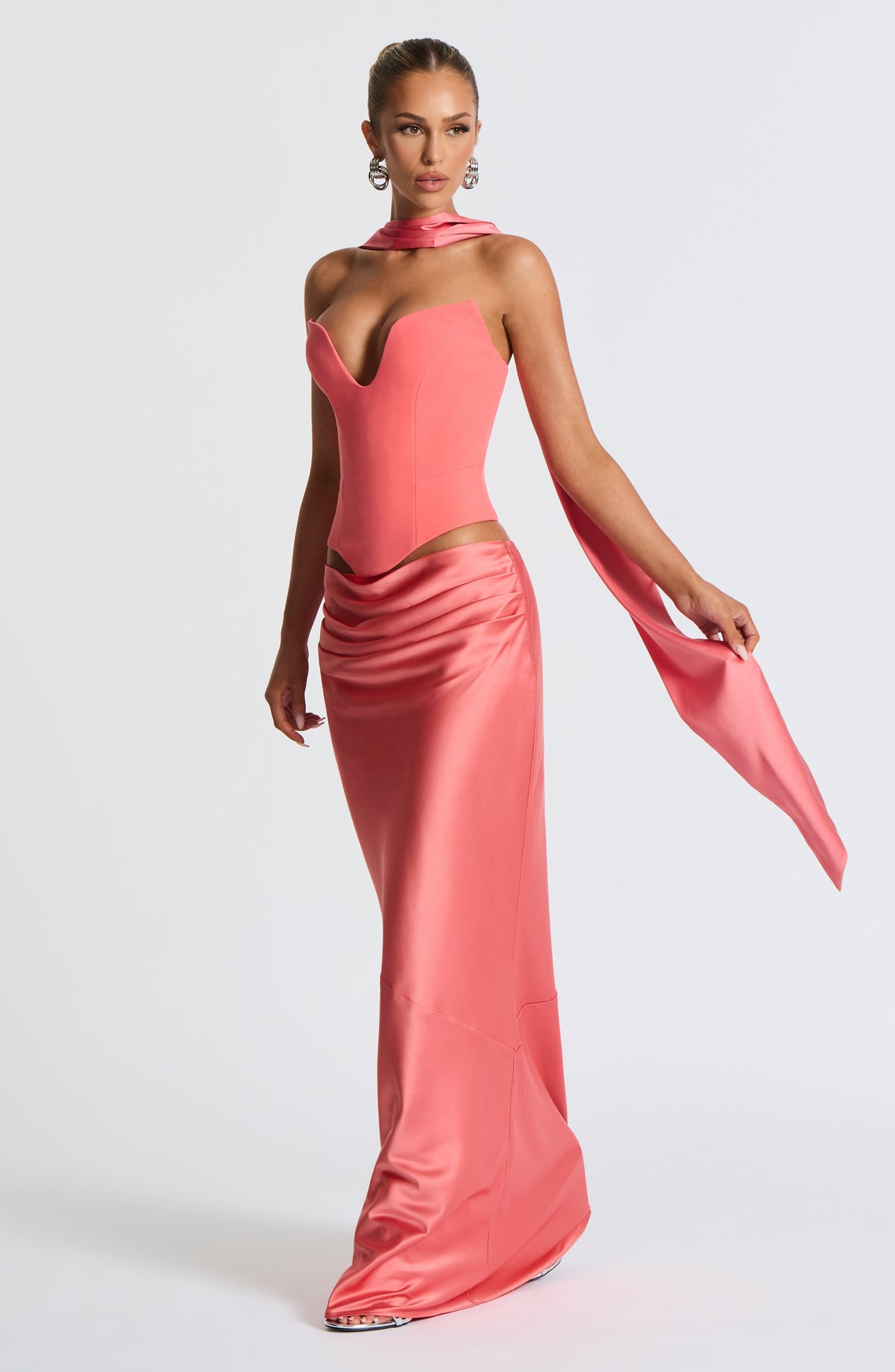 Bernadine Maxi Skirt in Coral Pink