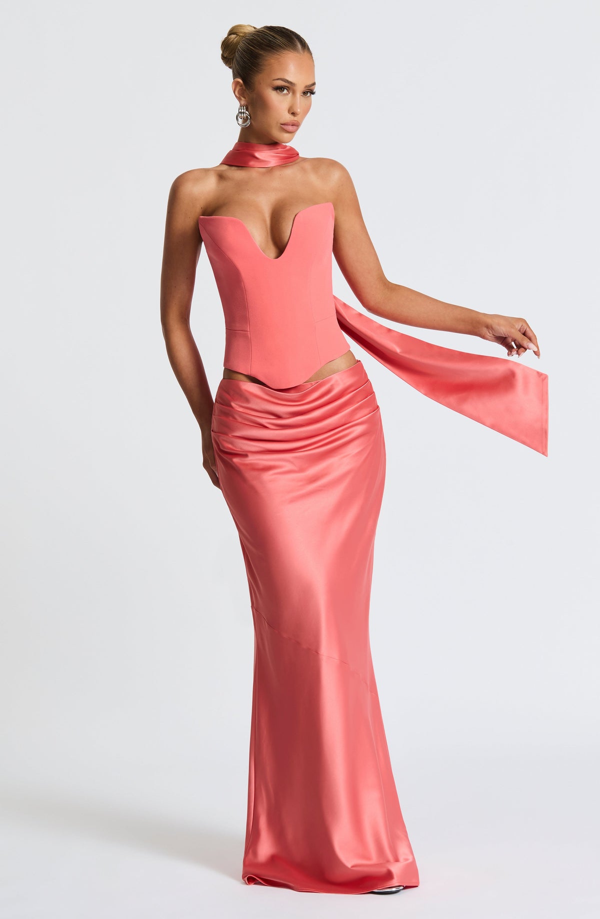 Bernadine Maxi Skirt in Coral Pink