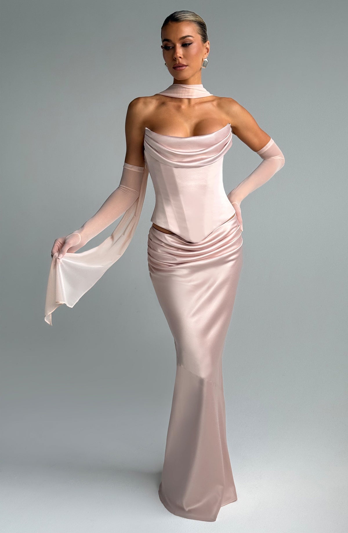 Bernadine Maxi Skirt in Soft Peach