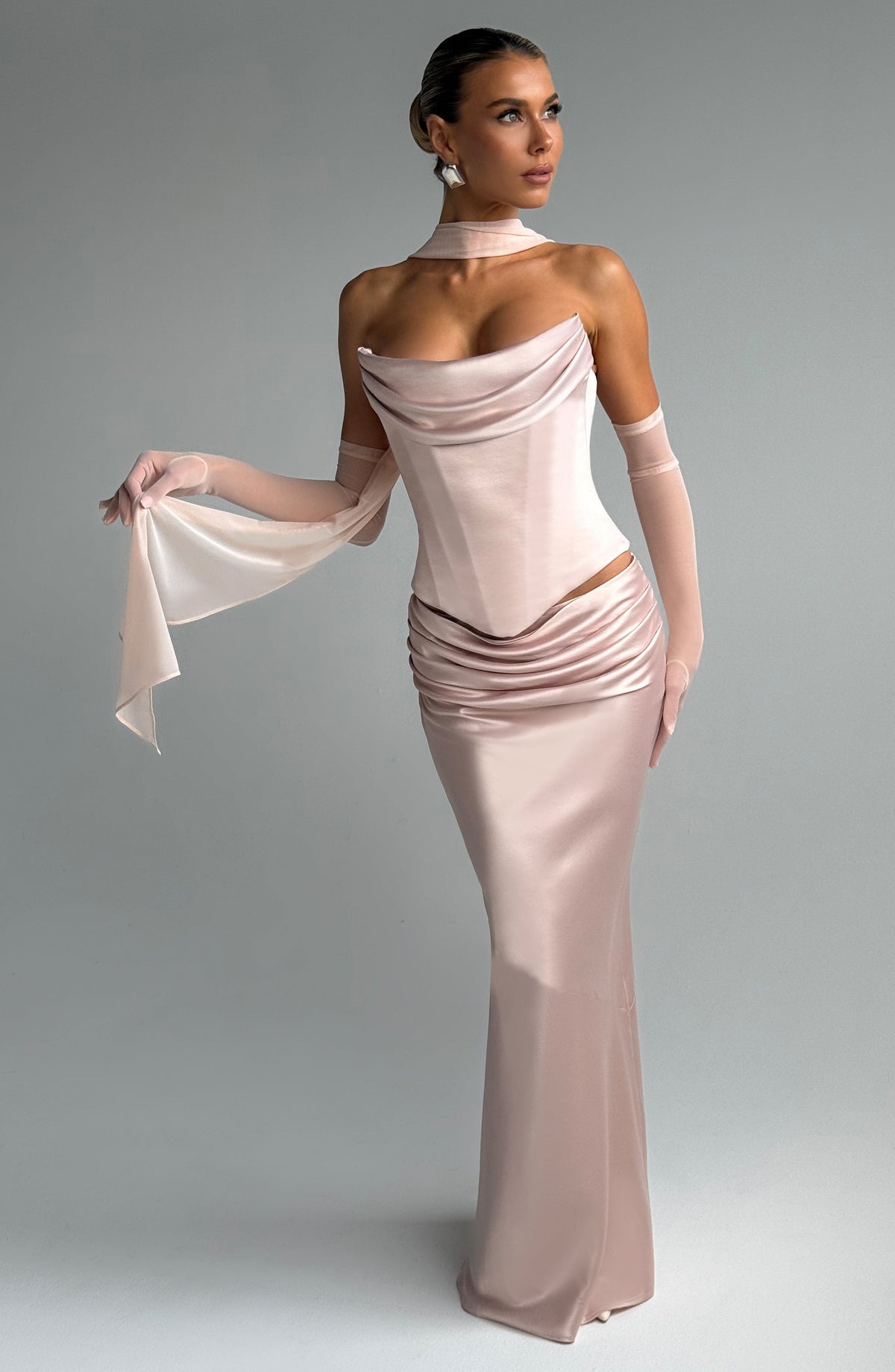 Bernadine Maxi Skirt in Soft Peach