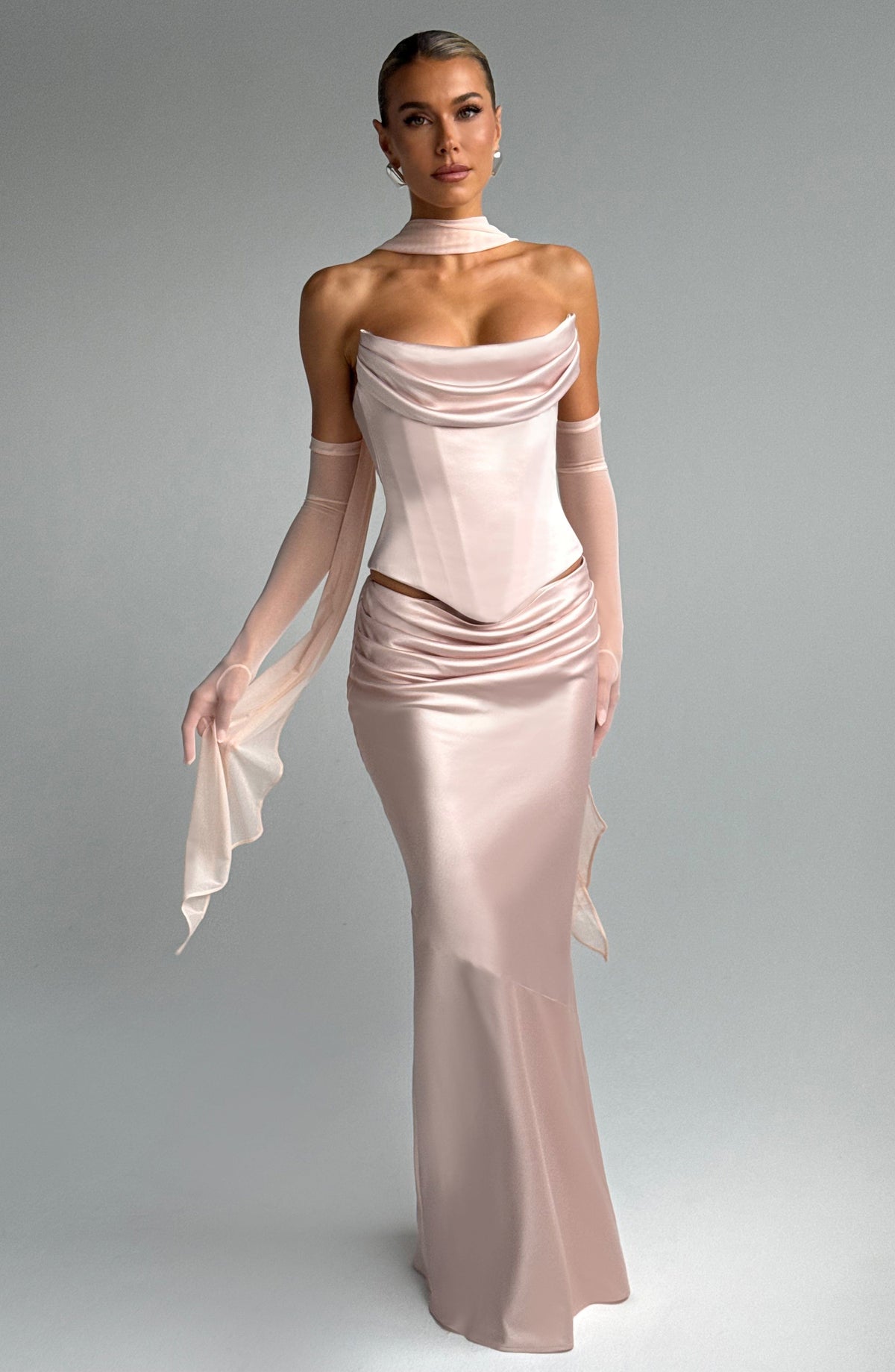 Bernadine Maxi Skirt in Soft Peach