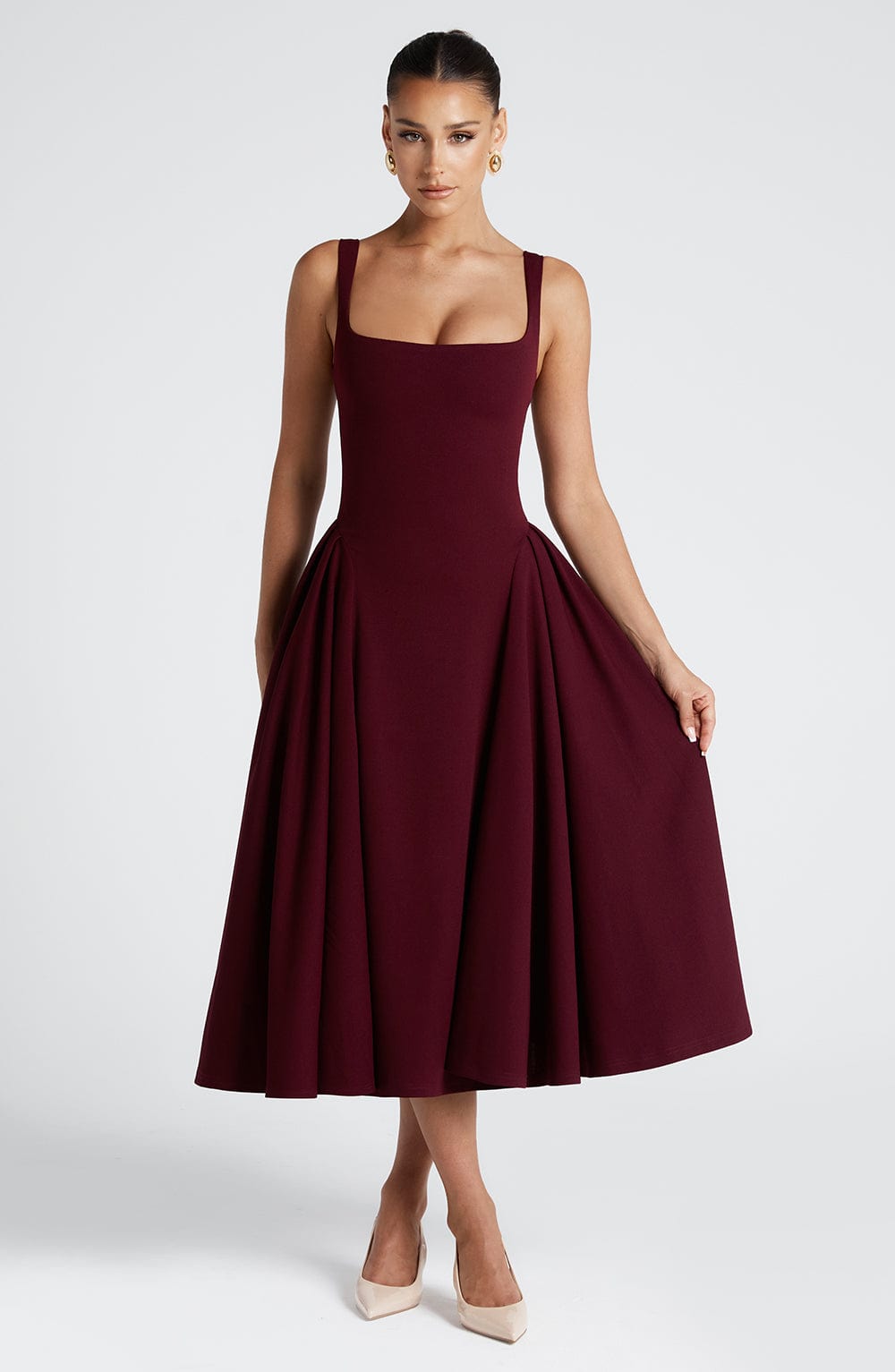 Bettina Midi Dress in Cherry Lacquer