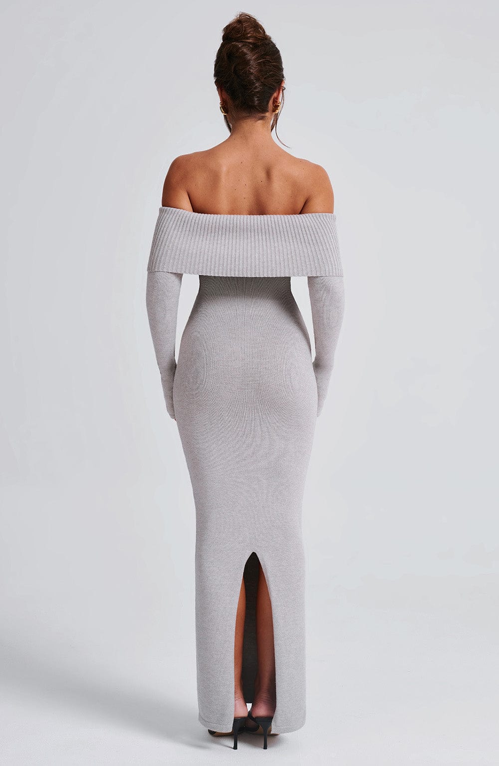 Beverly Knit Maxi Dress in Light Grey Marl