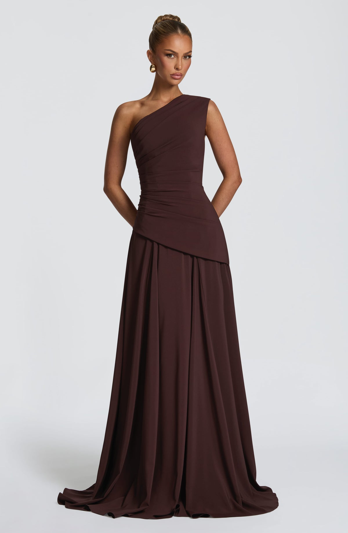 Bianka Maxi Dress in Plum Brown
