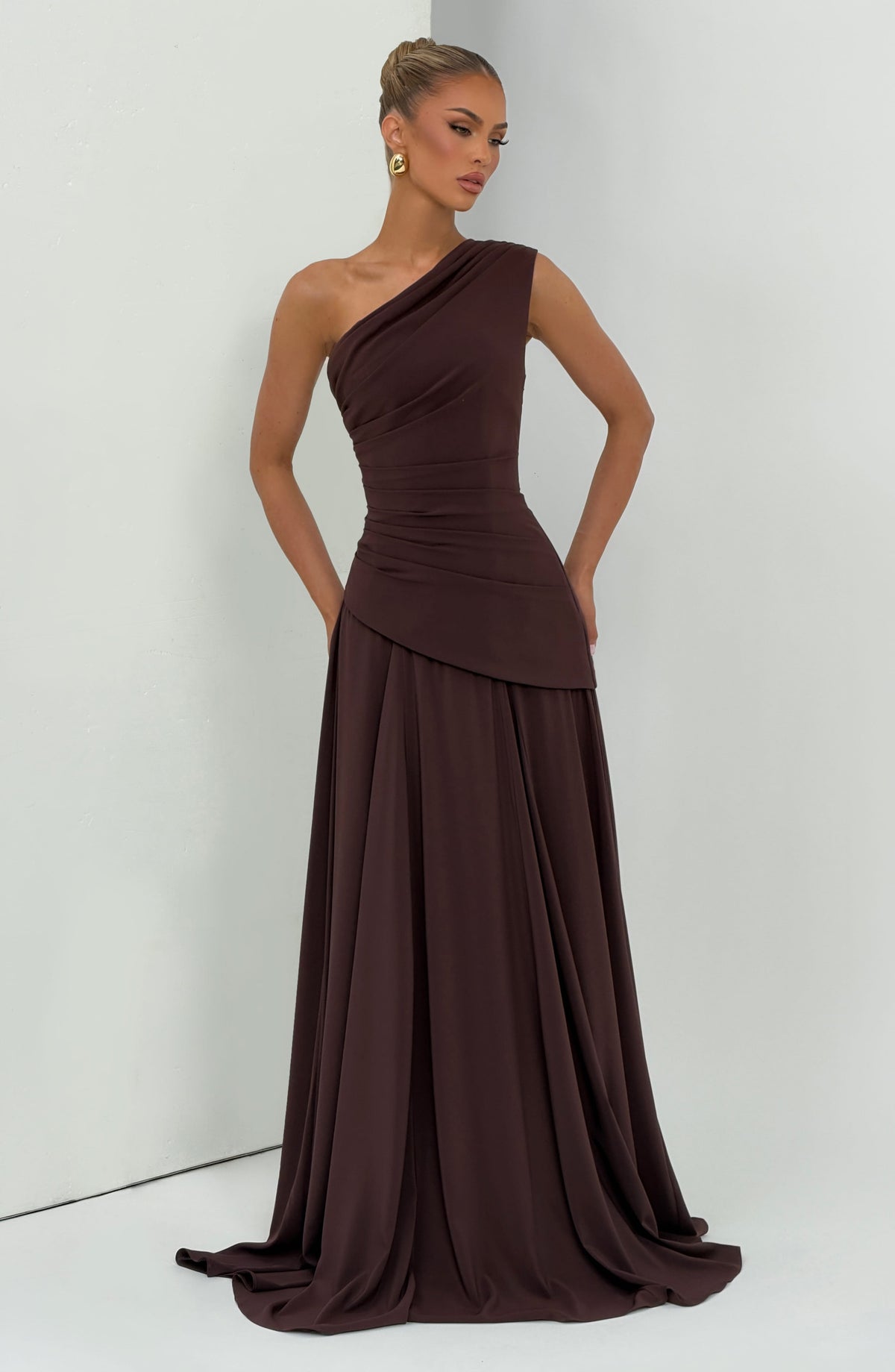Bianka Maxi Dress in Plum Brown