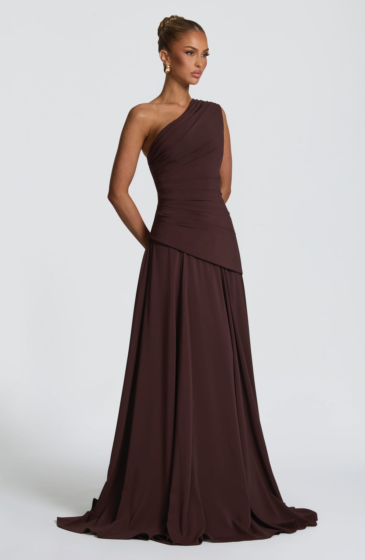 Bianka Maxi Dress in Plum Brown