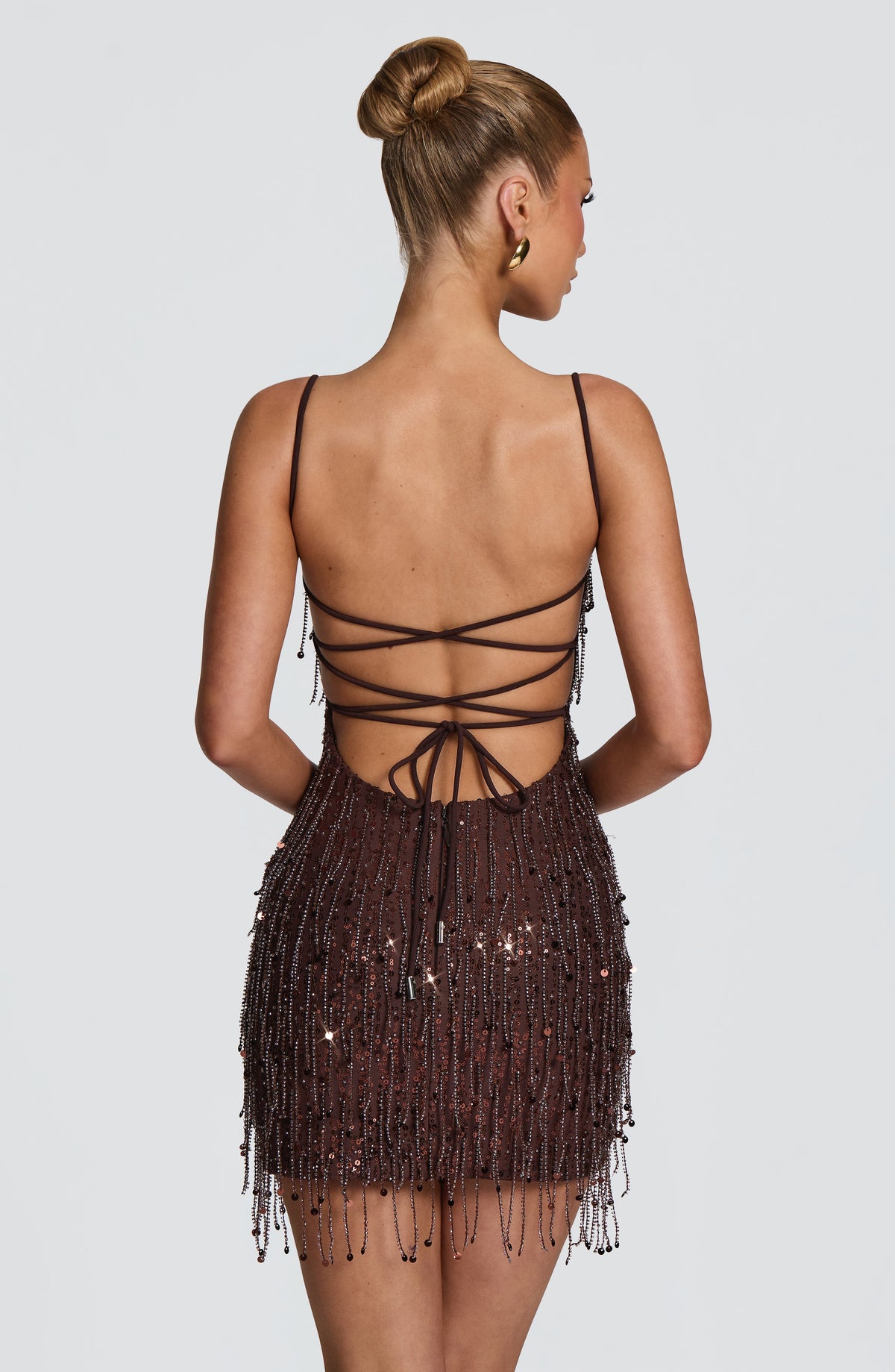 Blaine Mini Dress in Plum Brown